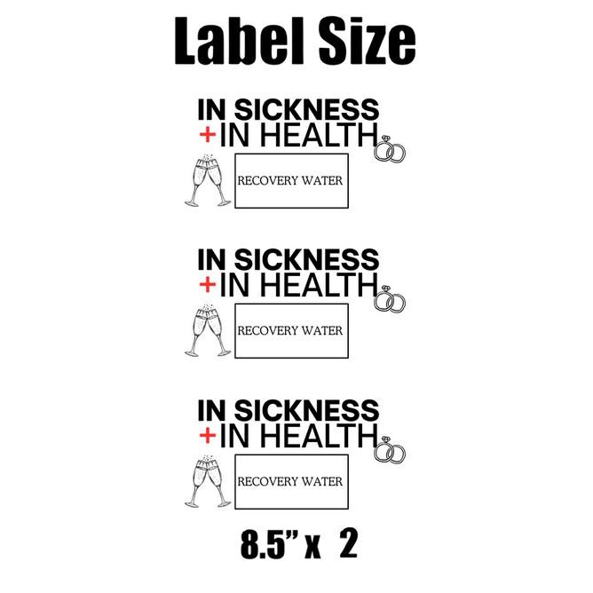 In Sickness And In Health Bridal Shower Water Bottle Labels | Set Of 12 | Fun Recovery Water Theme | Wedding Party Drink Wraps