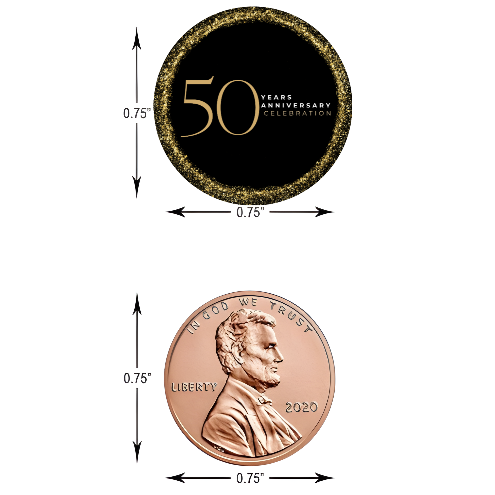 50 Years Anniversary Celebration Candy Kiss Labels |Celebration Party Decor | Glossy | 100 Count