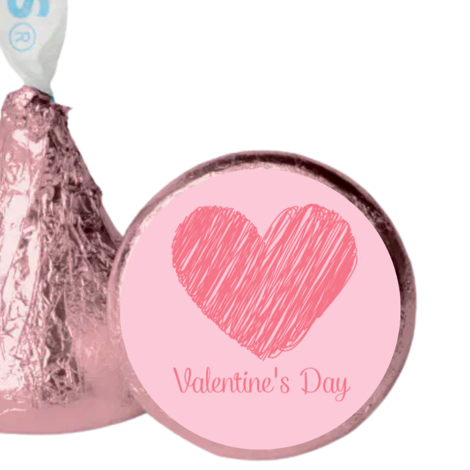 Valentines Treat Stickers | Candy Kiss Labels | Glossy Vinyl | 100ct| Self Adhesive Treat Seals