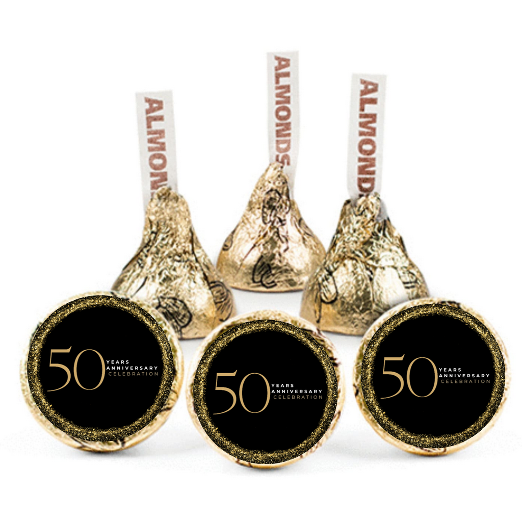 50 Years Anniversary Celebration Candy Kiss Labels |Celebration Party Decor | Glossy | 100 Count