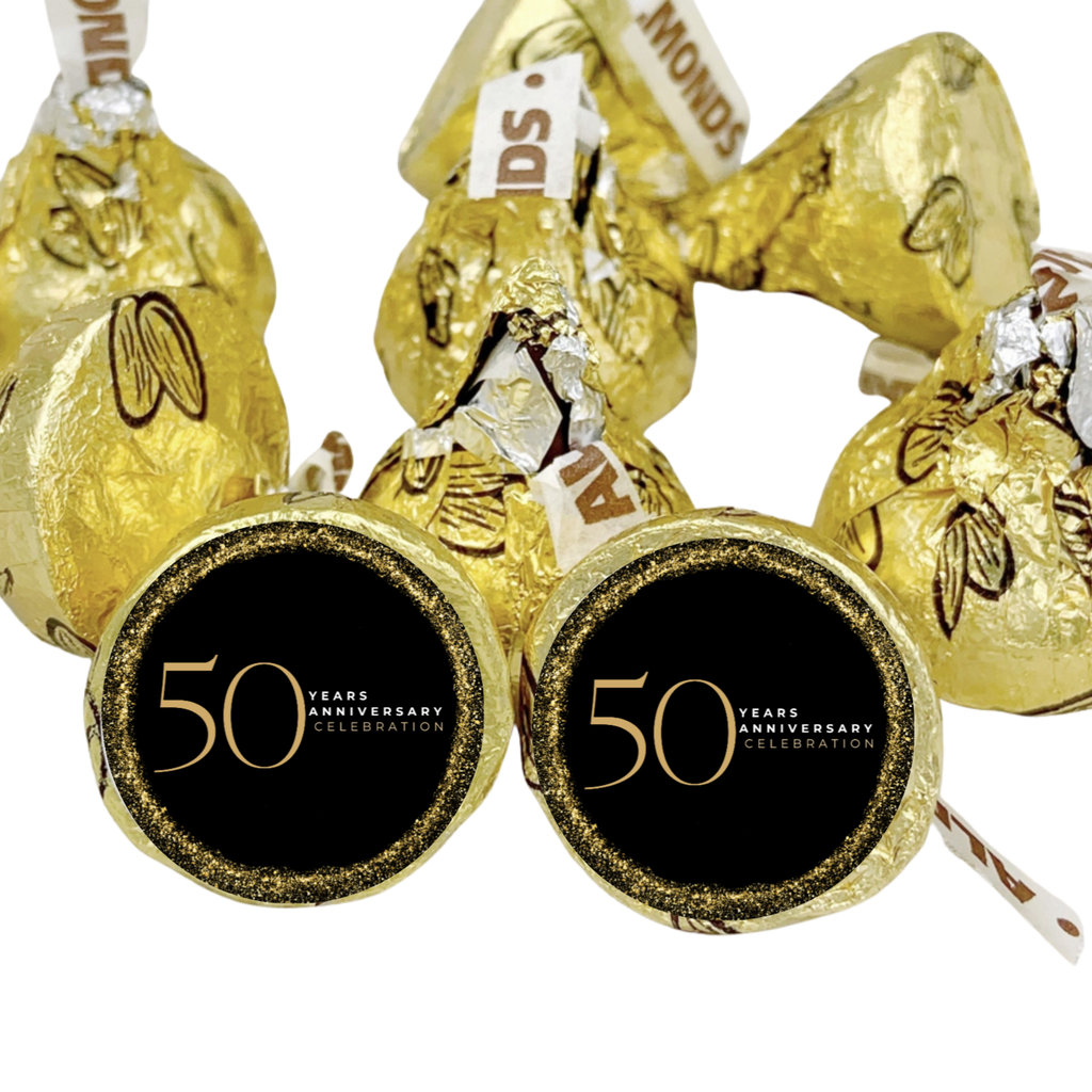 50 Years Anniversary Celebration Candy Kiss Labels |Celebration Party Decor | Glossy | 100 Count