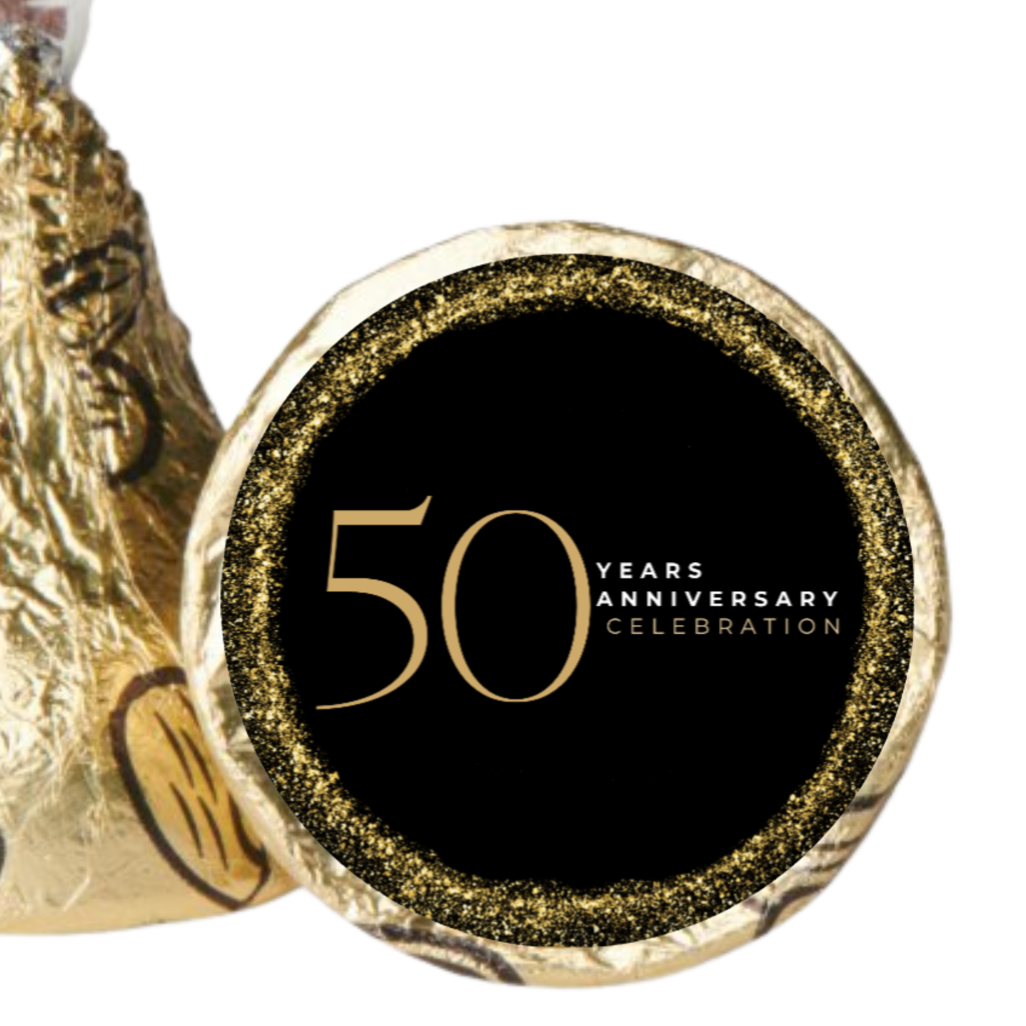 50 Years Anniversary Celebration Candy Kiss Labels |Celebration Party Decor | Glossy | 100 Count