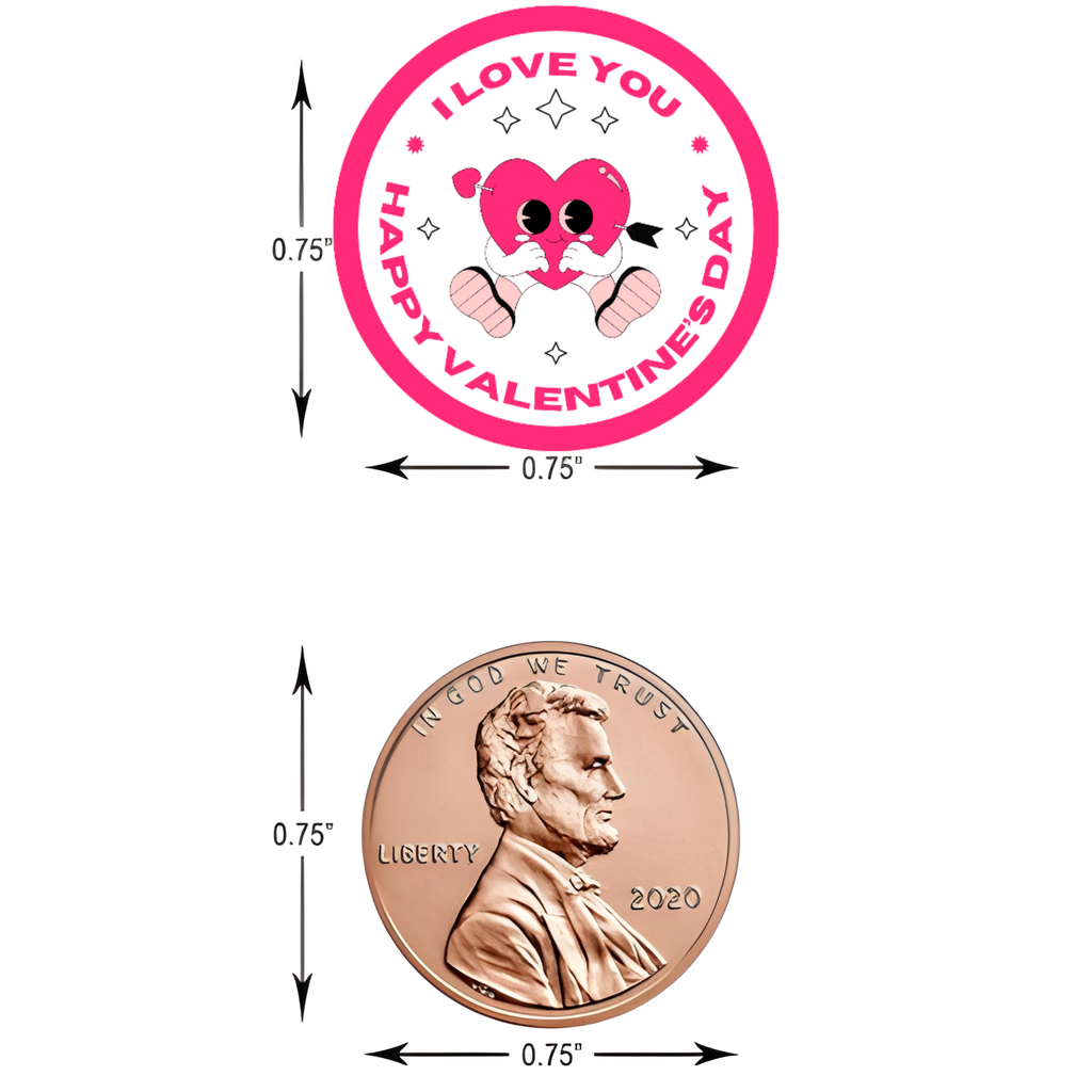 Valentines Candy Kiss Stickers | Glossy Vinyl Party Decor | 100 Count | Self Adhesive