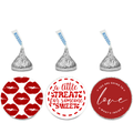 Love Theme Candy Stickers | Chocolate Kiss Bottom Labels | Glossy Vinyl | Durable | 100ct