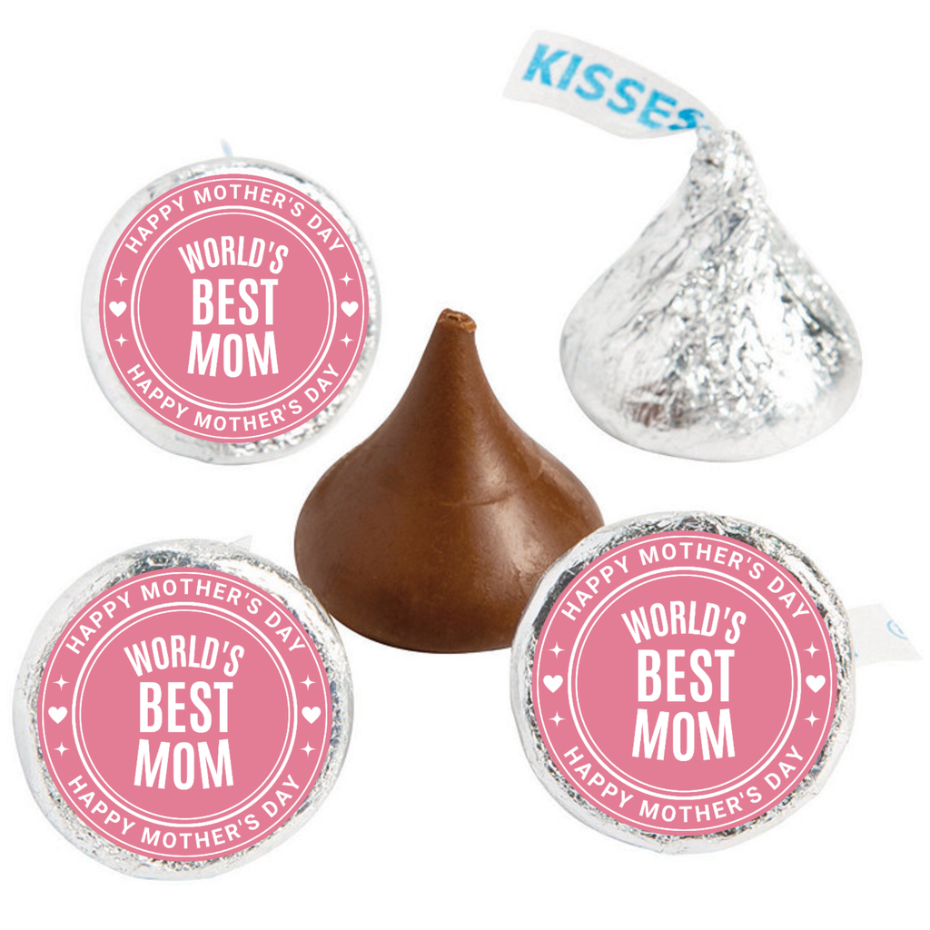 Worlds Best Mom Candy Stickers | Mothers Day Party Favors | 100ct | Glossy