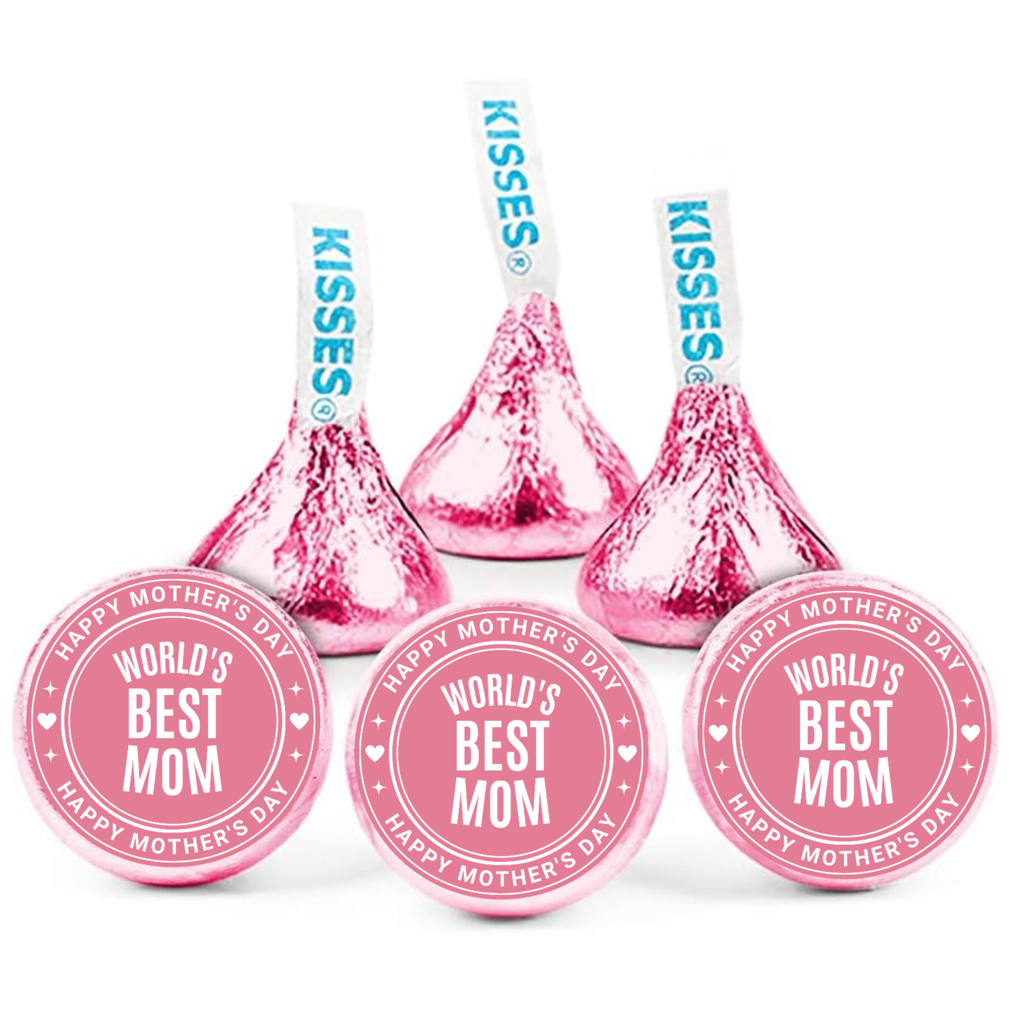 Worlds Best Mom Candy Stickers | Mothers Day Party Favors | 100ct | Glossy