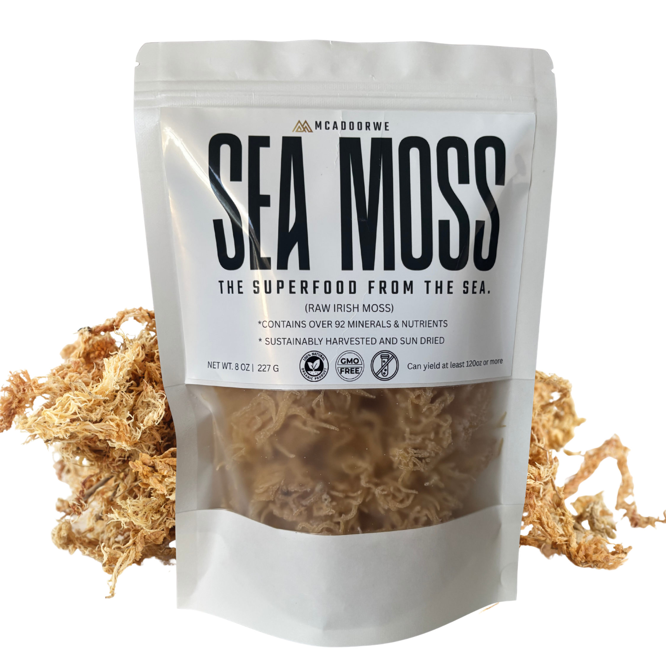 Raw Irish Sea Moss 227g Bag | Premium Irish Sea Moss with Minerals & Fiber | Natural Sea Moss for Smoothies and Recipes | 100% Raw