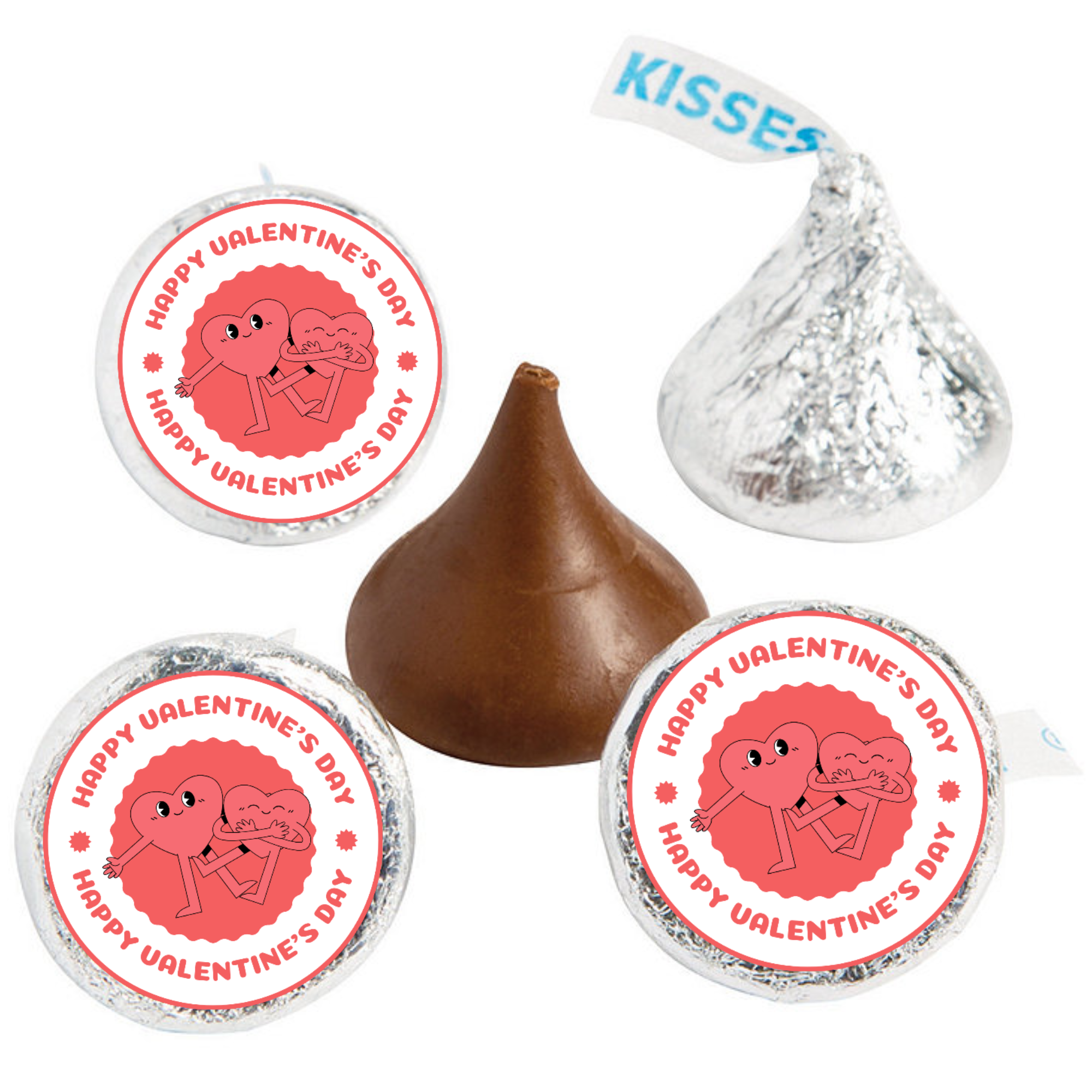 Valentines Day Candy Decor | 100 Glossy Kiss Stickers | Easy Peel Stick | Party decor