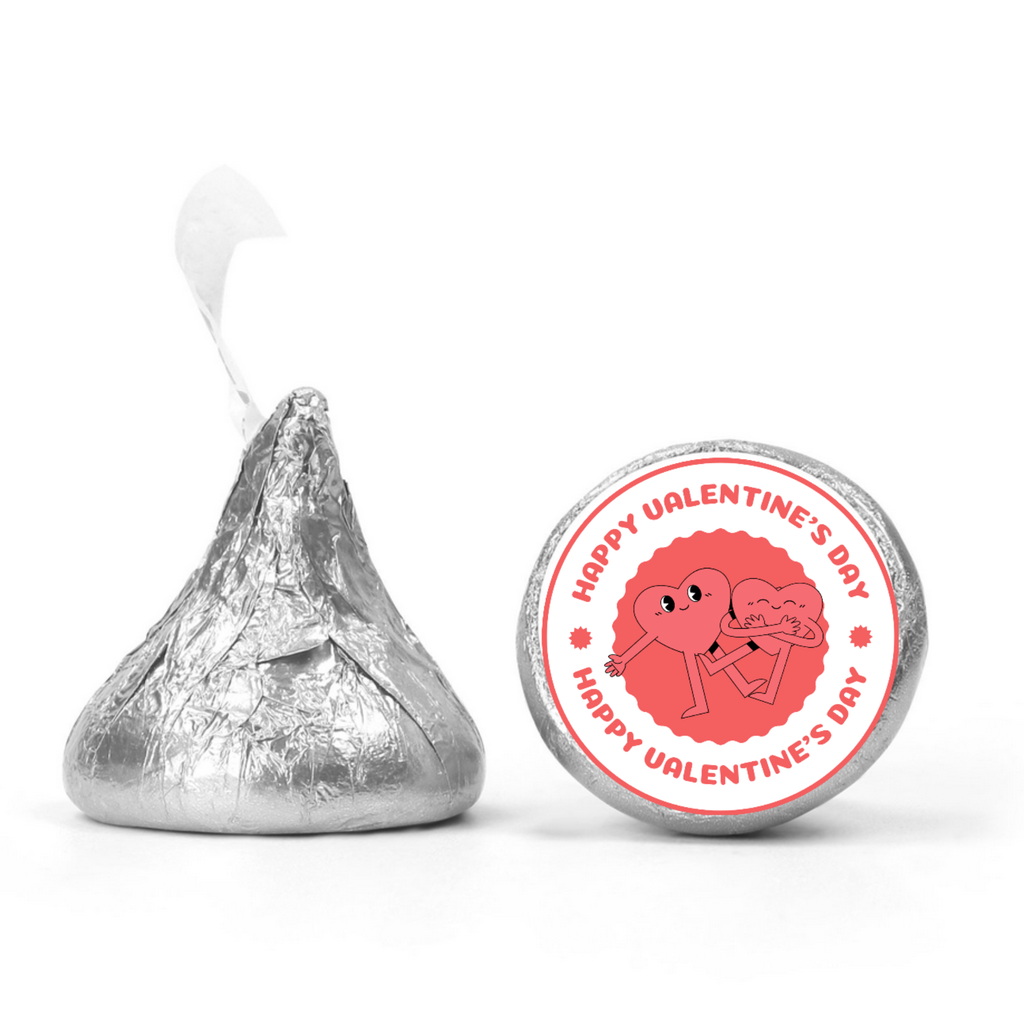 Valentines Day Candy Decor | 100 Glossy Kiss Stickers | Easy Peel Stick | Party decor