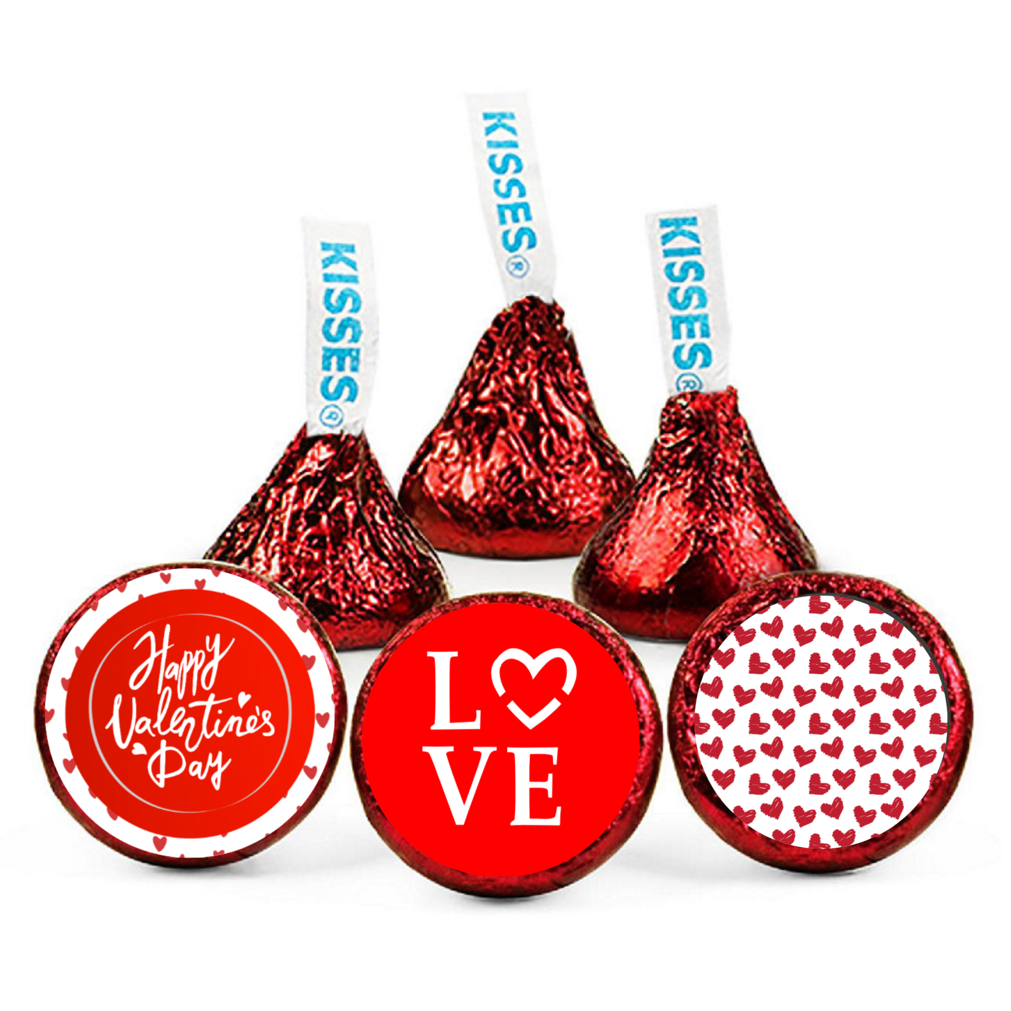 Valentines Candy Decor | Candy Kiss Stickers | 100 | Glossy Vinyl | Peel and Stick