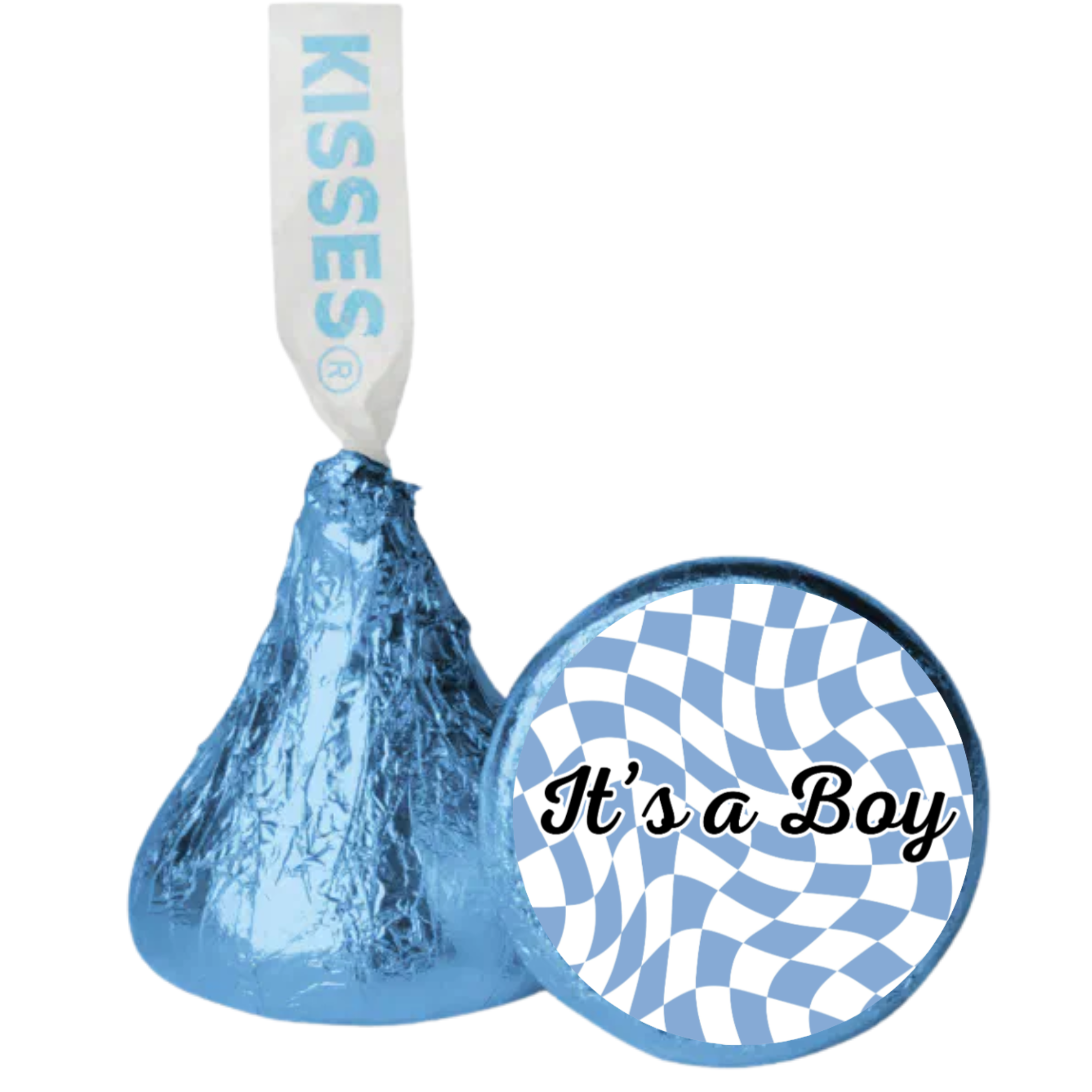 Baby Boy Shower Candy Decor | 100 Glossy Kiss Stickers | Candy Kiss Stickers | Baby Shower Favors