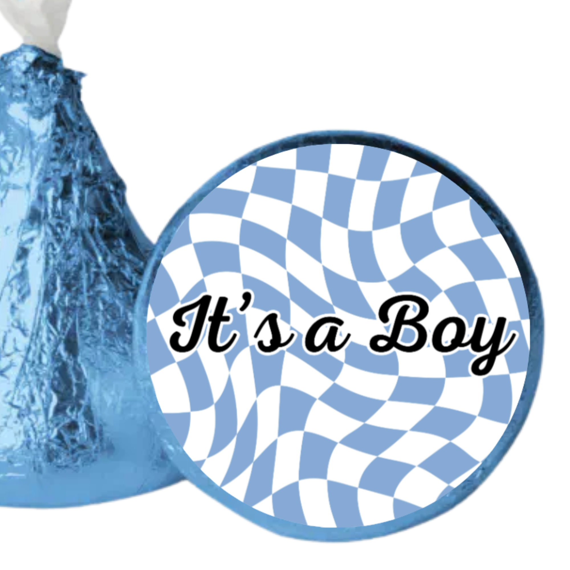 Baby Boy Shower Candy Decor | 100 Glossy Kiss Stickers | Candy Kiss Stickers | Baby Shower Favors