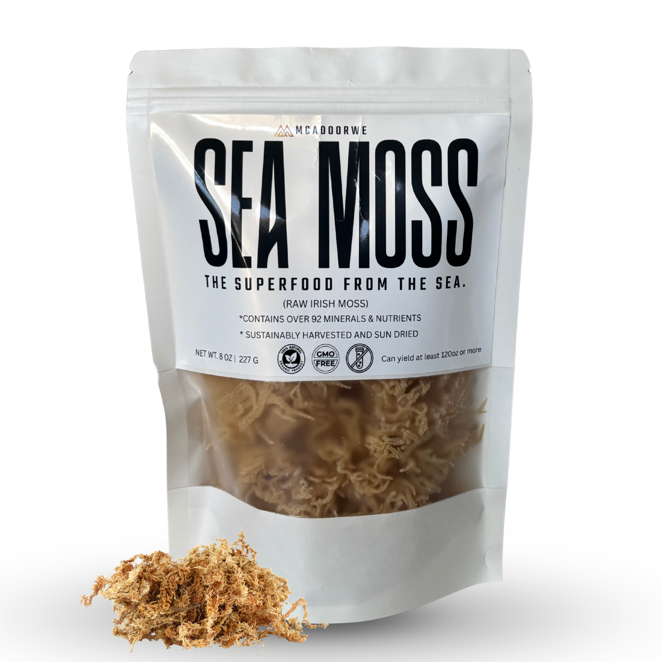 Raw Irish Sea Moss 227g Bag | Premium Irish Sea Moss with Minerals & Fiber | Natural Sea Moss for Smoothies and Recipes | 100% Raw