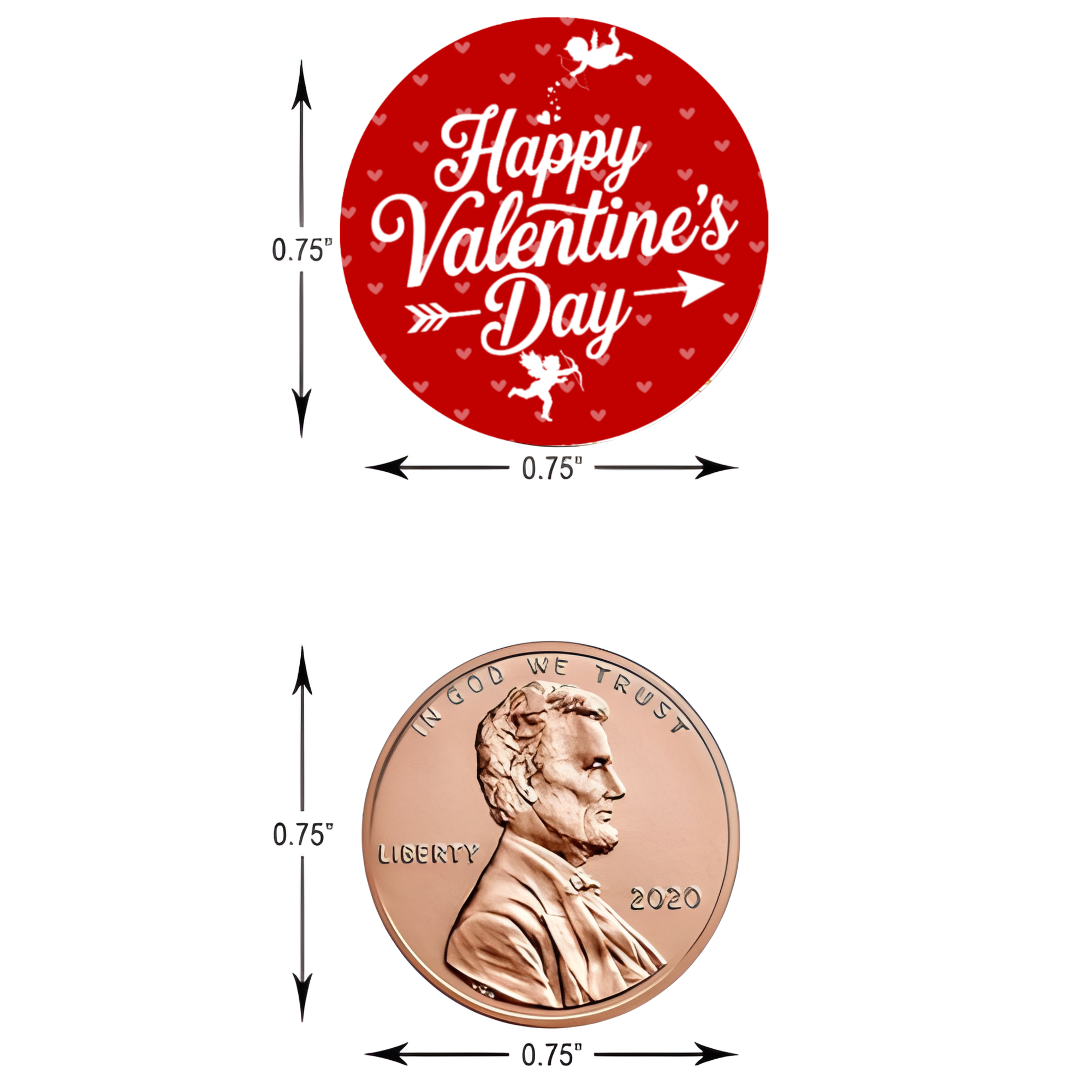 Valentines Favor Decor | Candy Kiss Stickers | Glossy Vinyl | Peel and Stick | 100ct