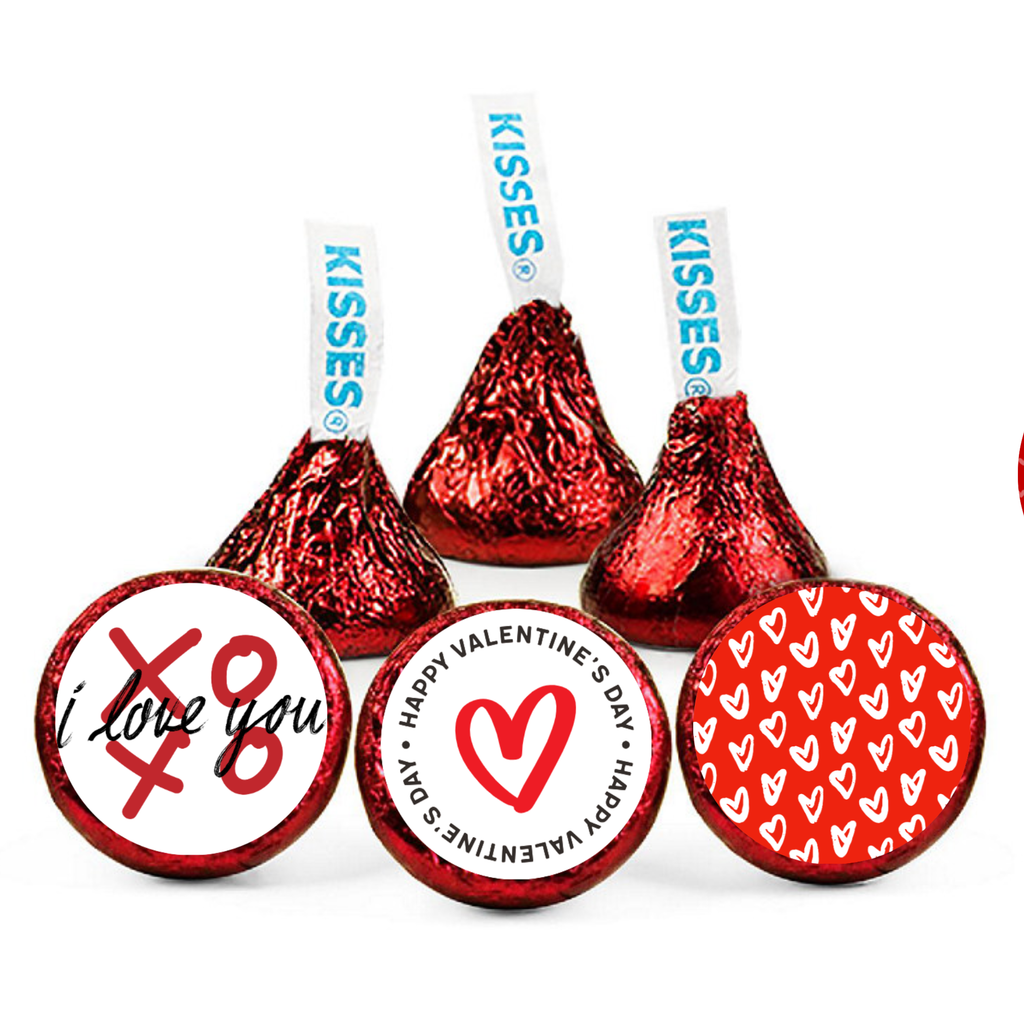 Valentines Favor Decor | Chocolate Candy Kiss Stickers | Glossy Vinyl | 100 Count