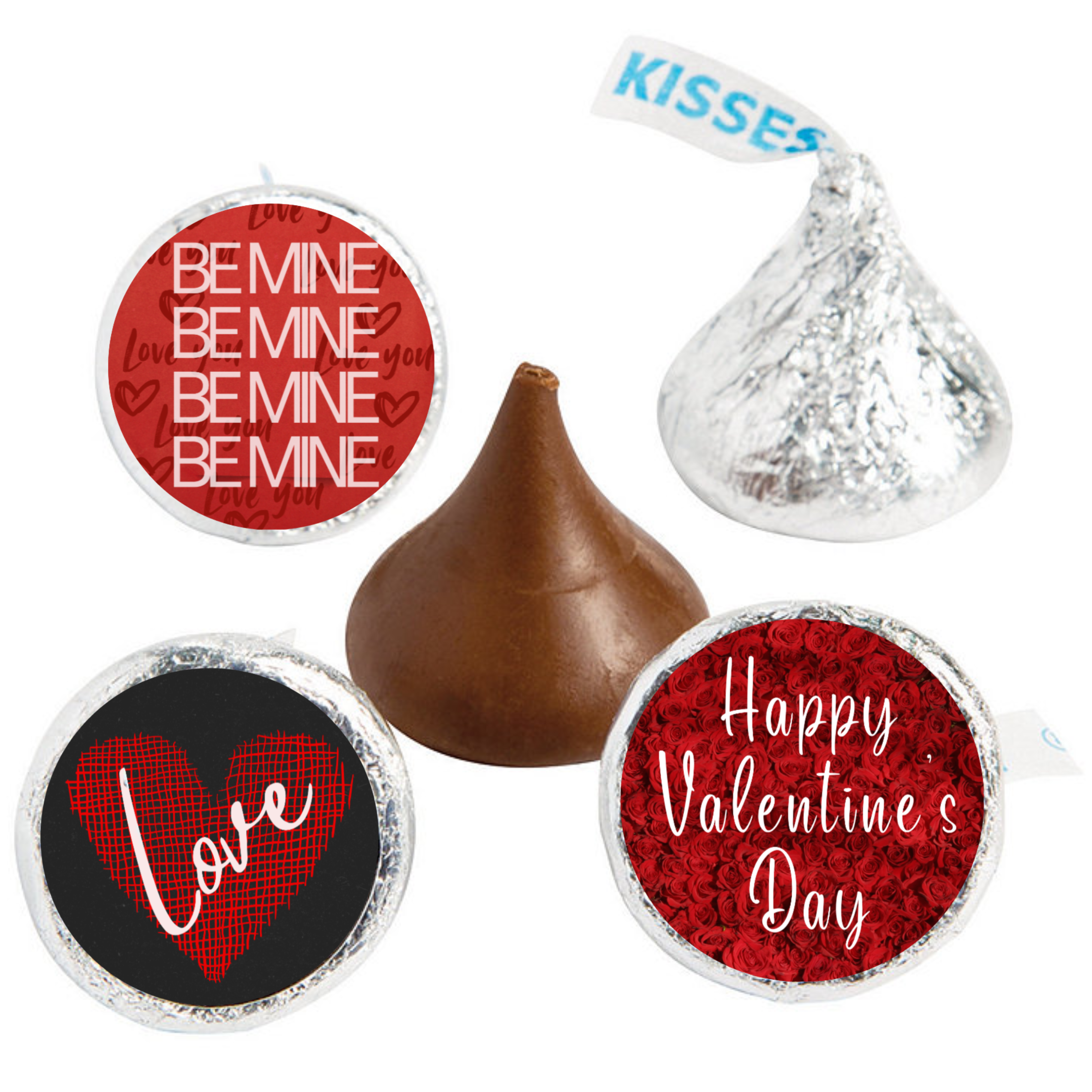 Valentines Day Candy Stickers | Glossy Candy Kiss Labels | Valentine Party Decor