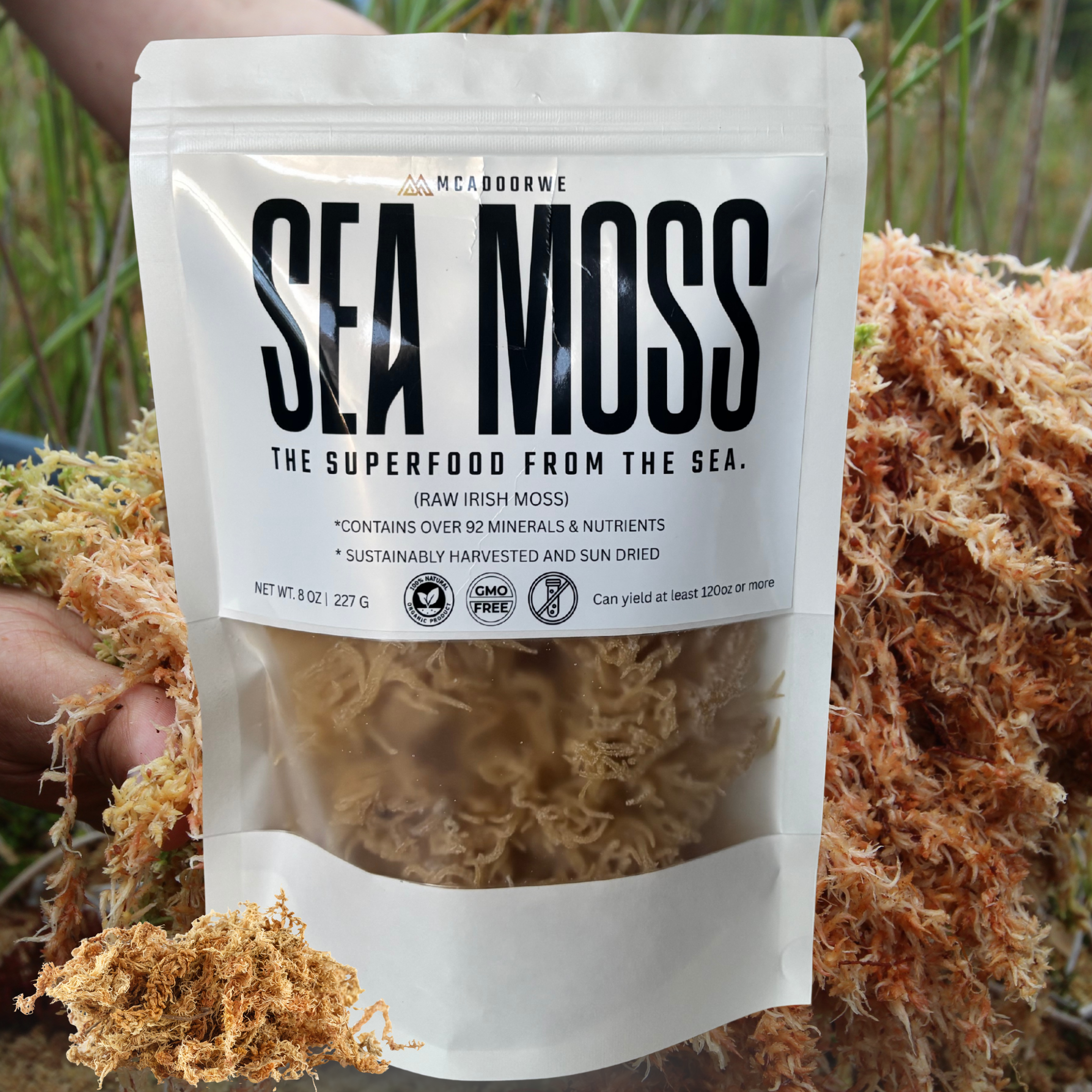Raw Irish Sea Moss 227g Bag | Premium Irish Sea Moss with Minerals & Fiber | Natural Sea Moss for Smoothies and Recipes | 100% Raw