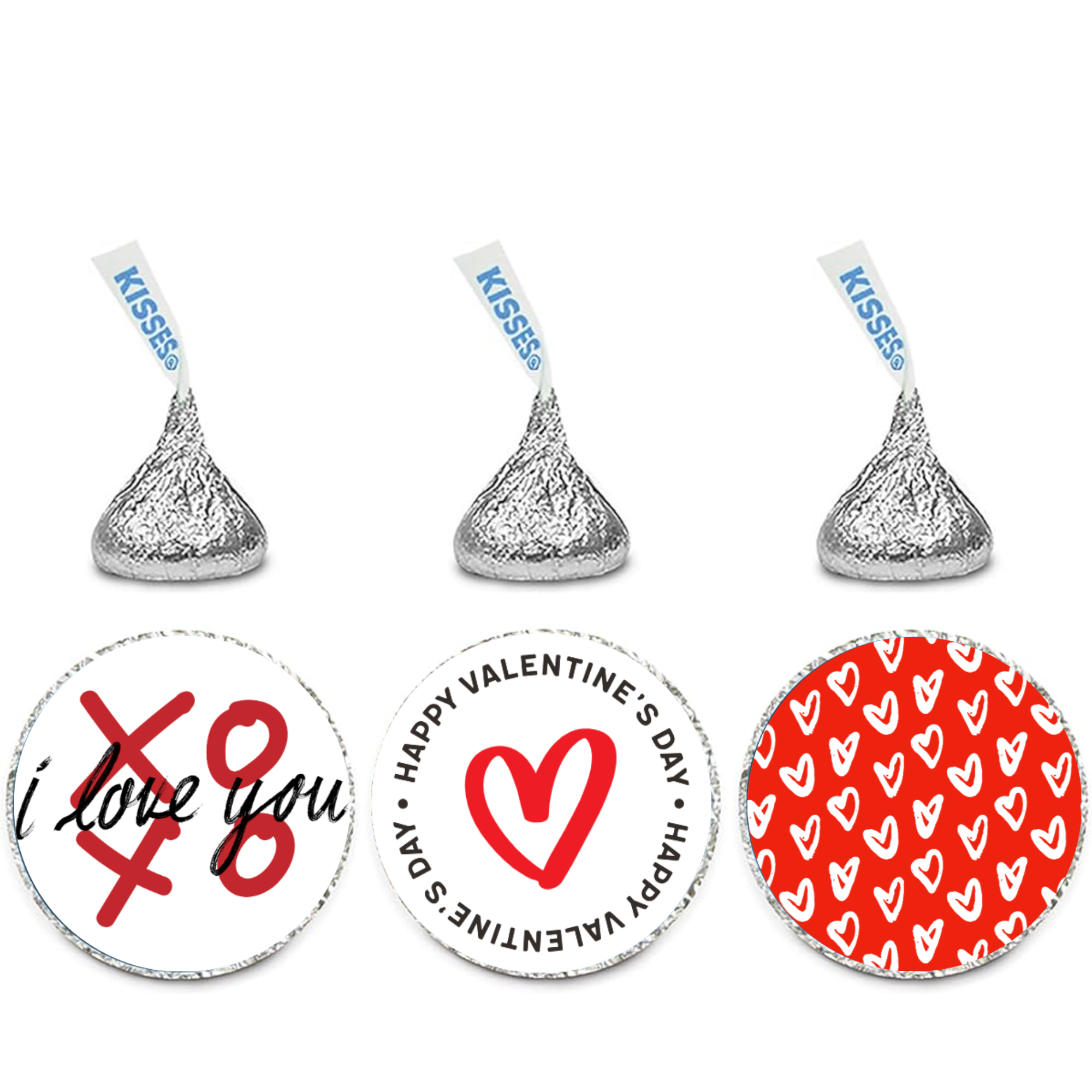 Valentines Favor Decor | Chocolate Candy Kiss Stickers | Glossy Vinyl | 100 Count