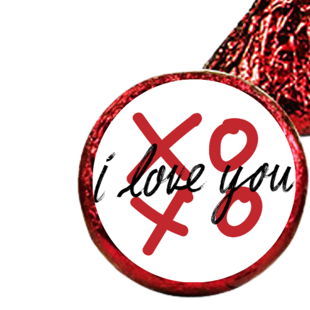 Valentines Favor Decor | Chocolate Candy Kiss Stickers | Glossy Vinyl | 100 Count