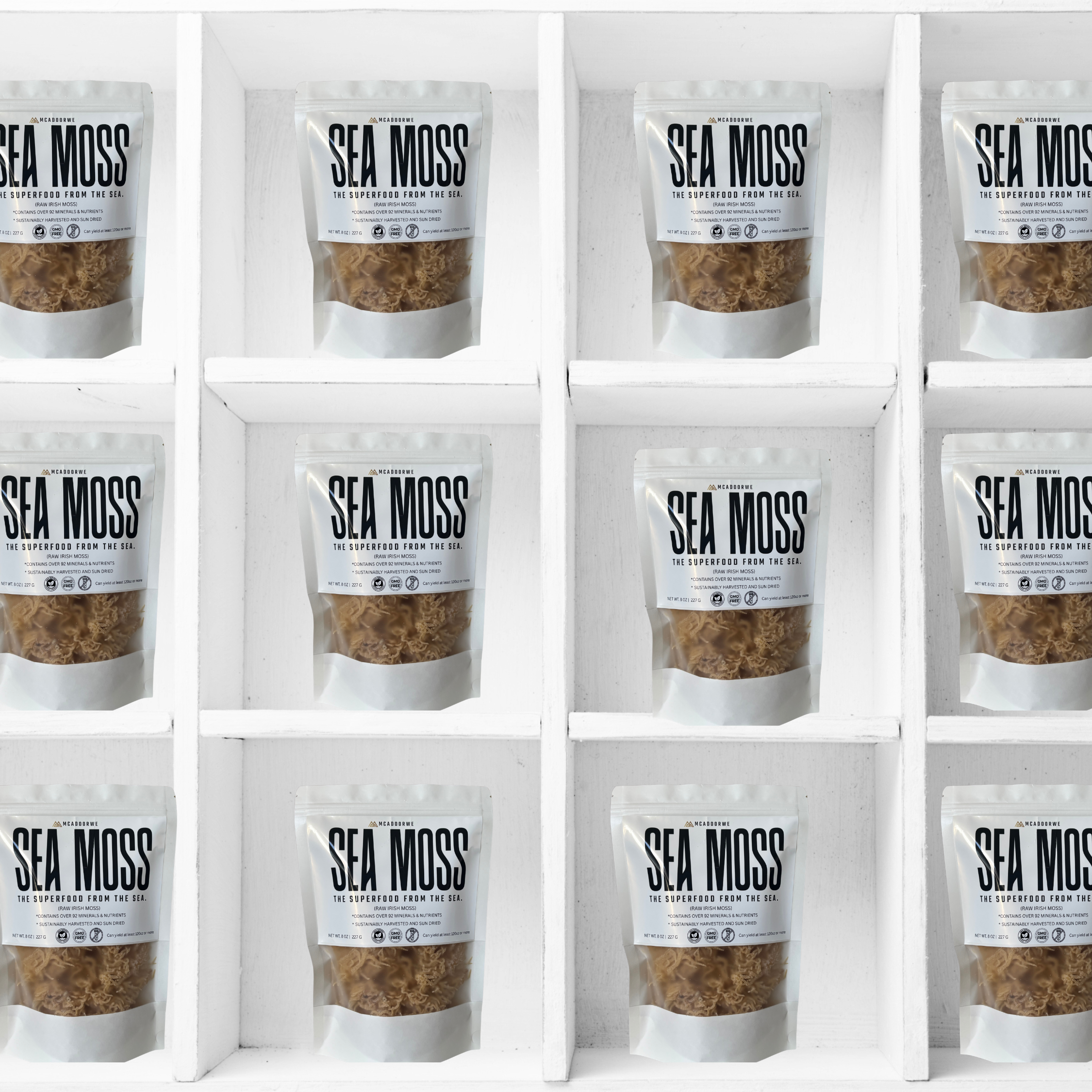 Raw Irish Sea Moss 227g Bag | Premium Irish Sea Moss with Minerals & Fiber | Natural Sea Moss for Smoothies and Recipes | 100% Raw