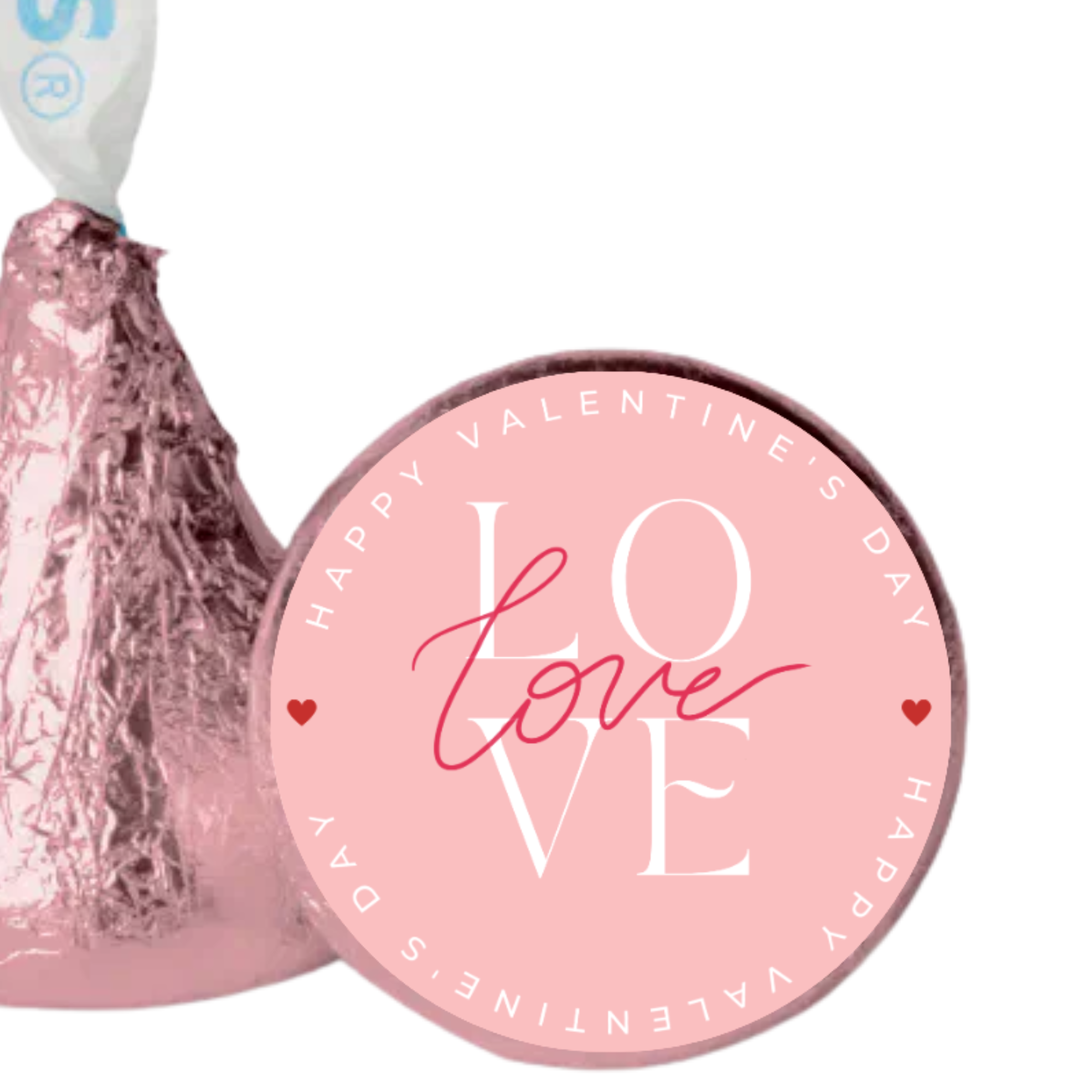 Charming Valentines Decor | Candy Kiss Stickers | Durable Vinyl | Peel and stick | 100ct
