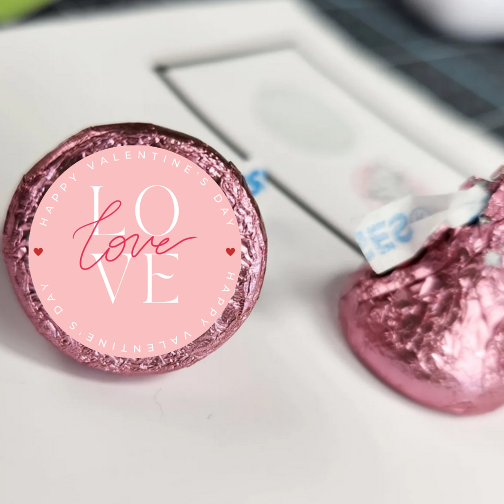 Charming Valentines Decor | Candy Kiss Stickers | Durable Vinyl | Peel and stick | 100ct
