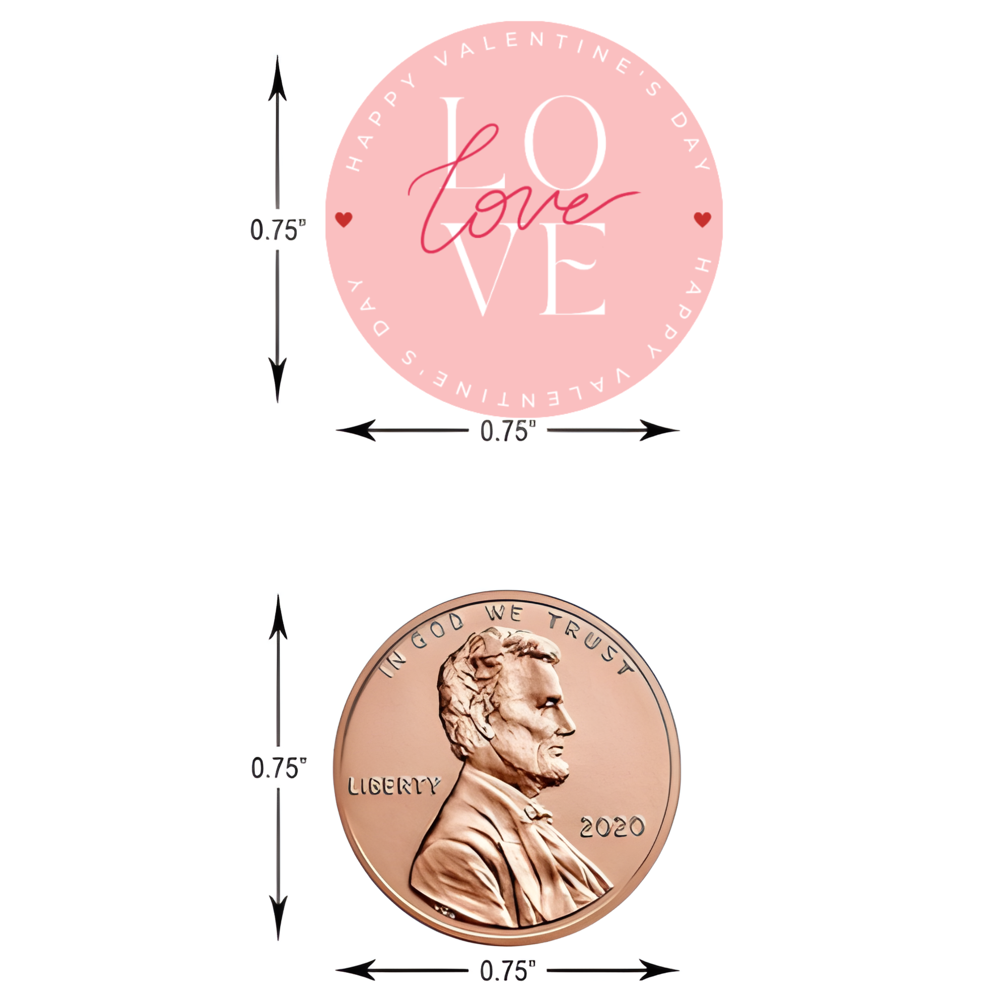 Charming Valentines Decor | Candy Kiss Stickers | Durable Vinyl | Peel and stick | 100ct