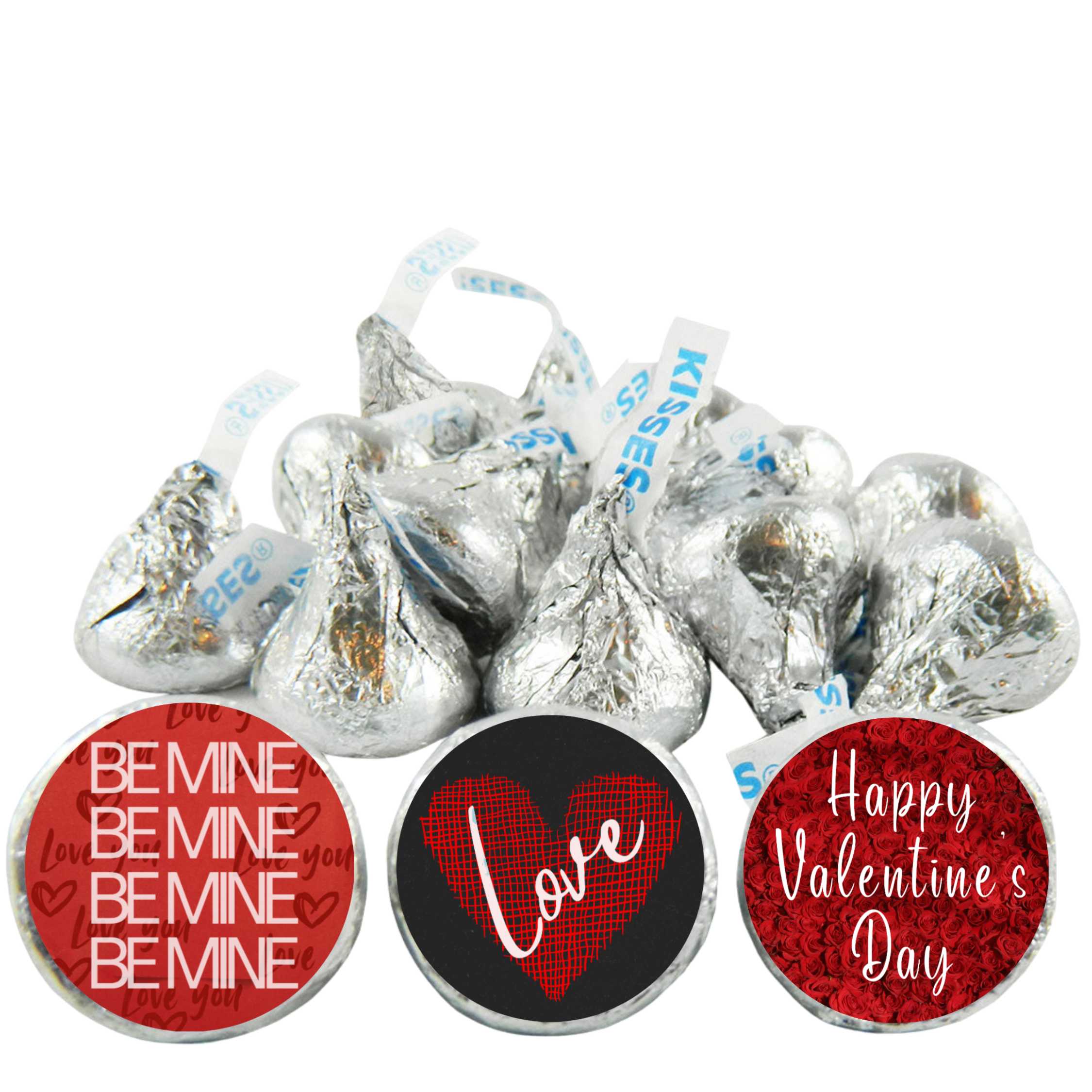 Valentines Day Candy Stickers | Glossy Candy Kiss Labels | Valentine Party Decor