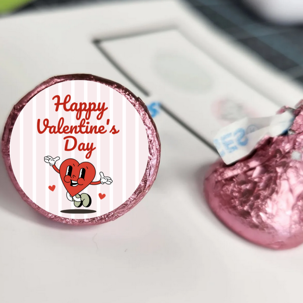 Cute Valentines Candy Decor | Kiss Bottom Stickers | Self Adhesive | Table Accents | 100ct