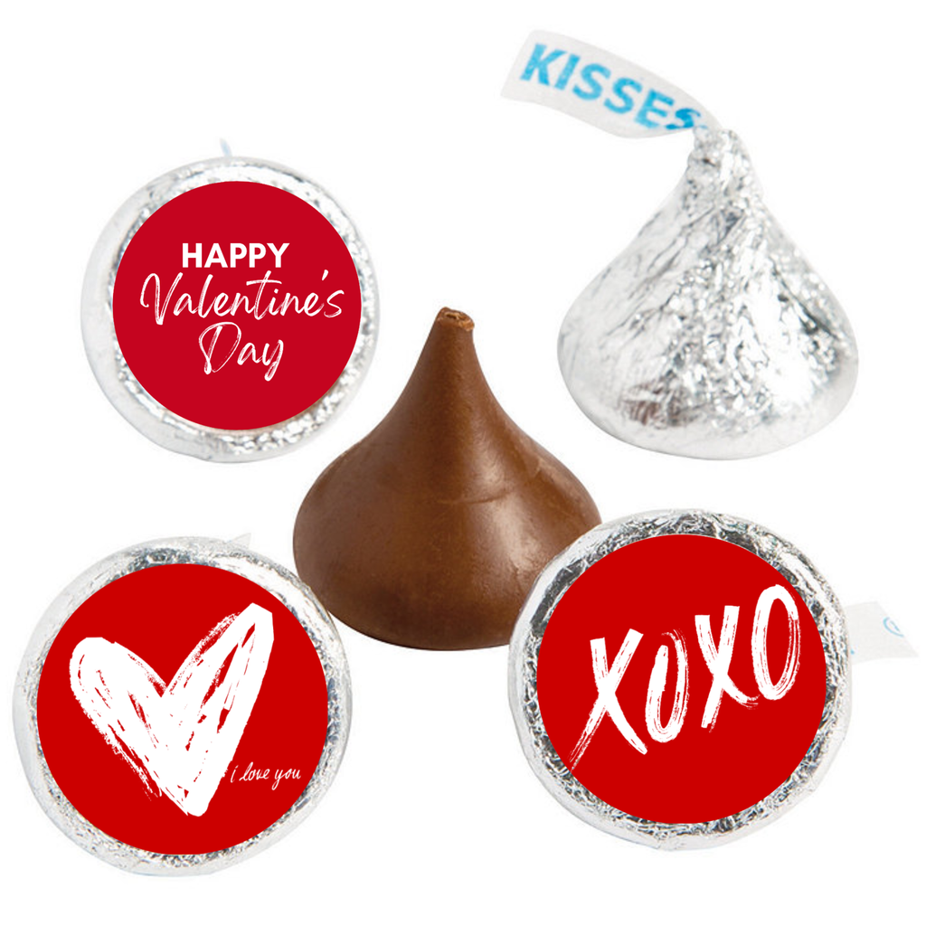 Candy Kiss Stickers | Valentines Theme | Glossy | 100ct |Peel and Stick | Valentines Candy Decor | Kiss Bottom Stickers