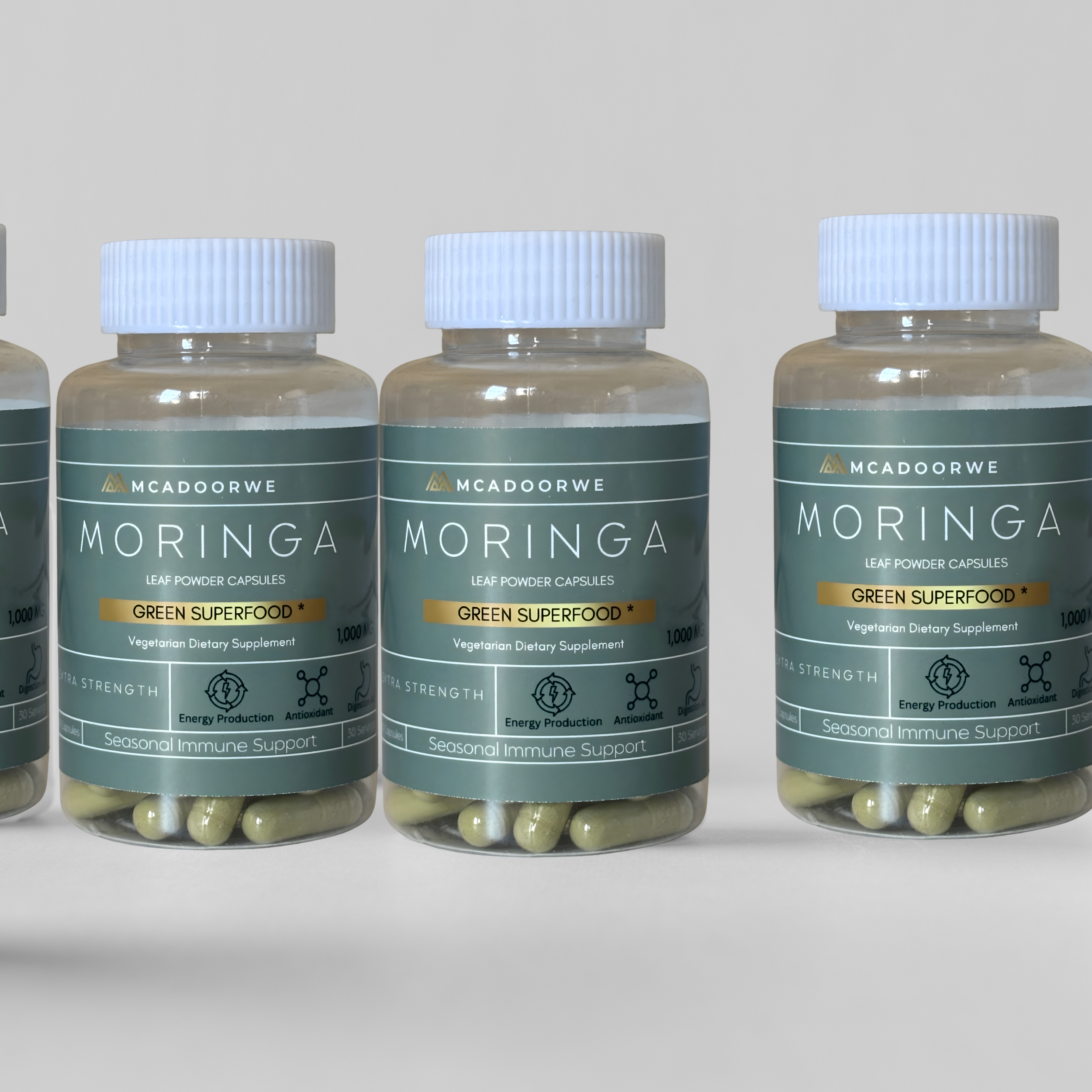Moringa Leaf Powder Capsules 60ct 1000mg | Vegetarian Moringa Supplement for Energy & Vitality| Daily Wellness
