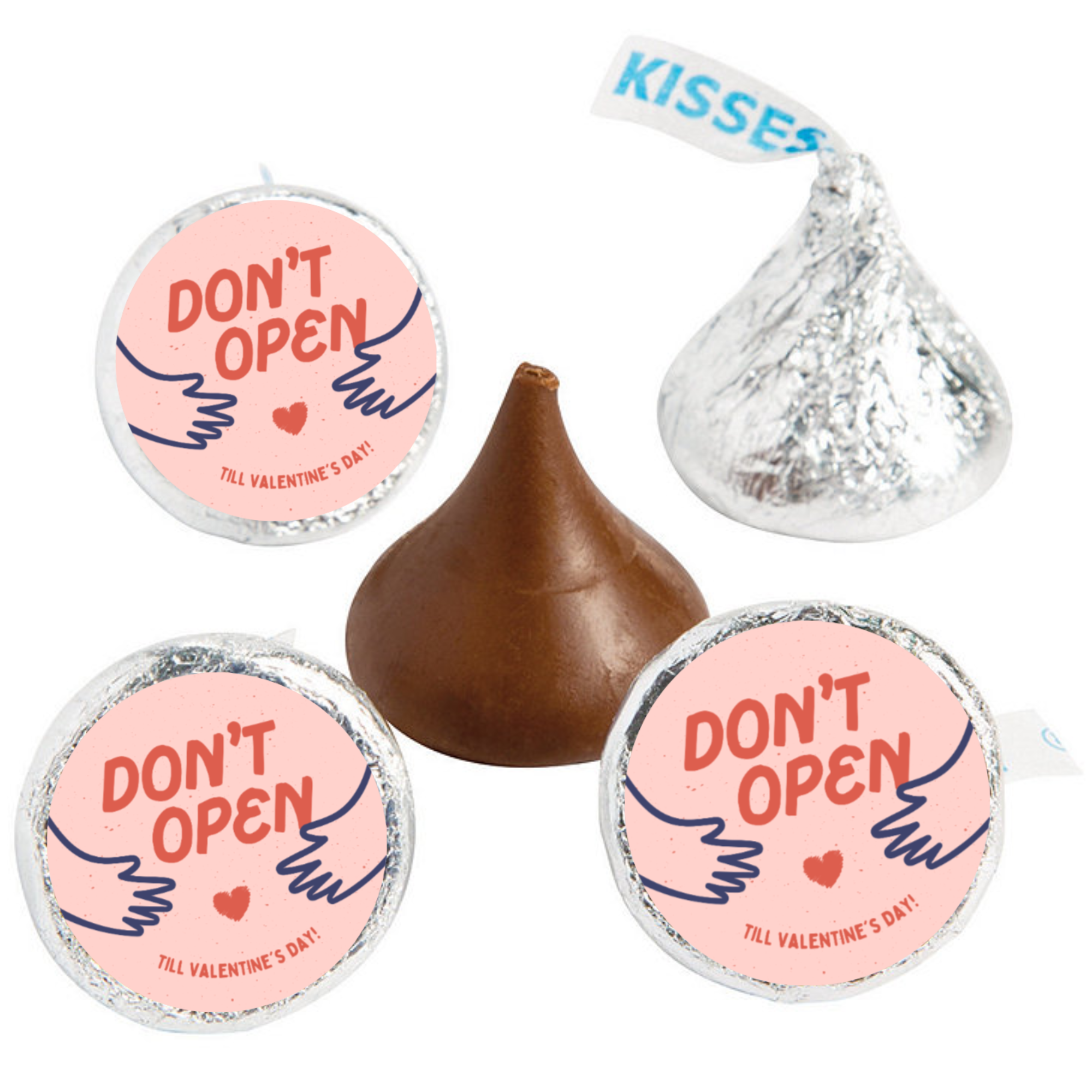 Fun Valentines Candy labels | Festive Love Candy Decor | Valentines Kiss Labels | Glossy| 100ct