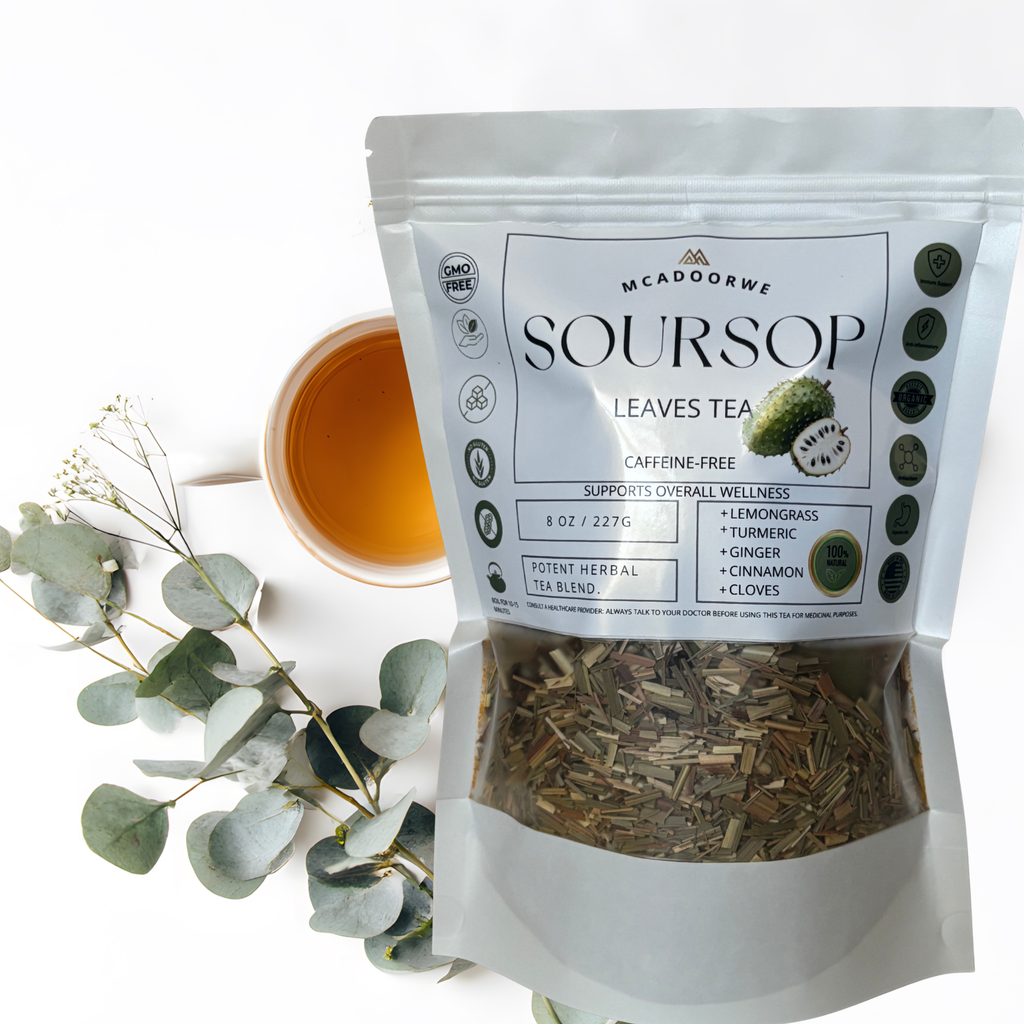 Soursop and Lemongrass Tea with Turmeric, Ginger, Cinnamon & Cloves | Herbal Loose Leaf Tea with Mini Metal Infuser | Daily Wellness