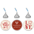 Love Theme Candy Stickers | Chocolate Kiss Bottom Labels | Glossy | 100ct