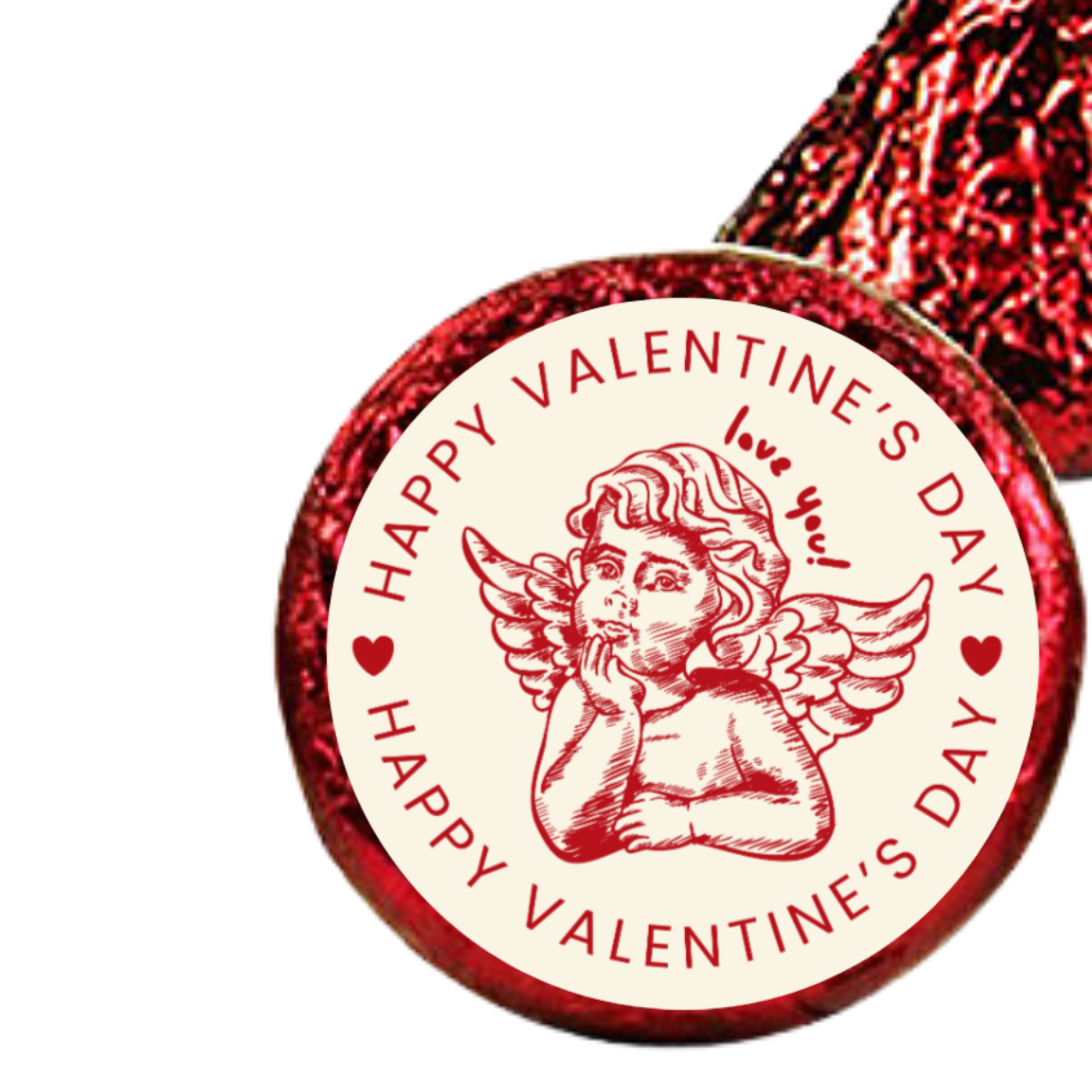 Love Theme Candy Stickers | Chocolate Kiss Bottom Labels | Glossy | 100ct