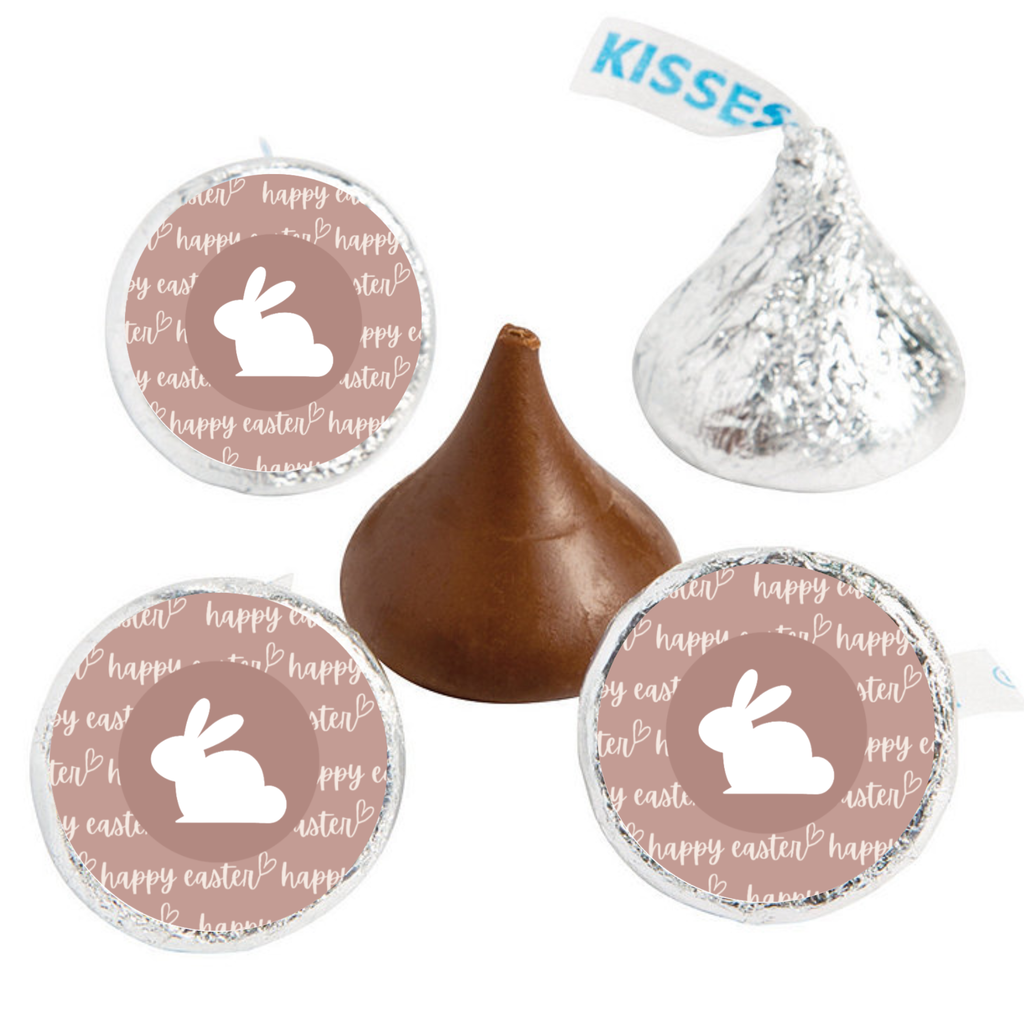 Happy Easter Candy Kiss Stickers | Bunny Rabbit Party Decor | Glossy Vinyl | 100 Count