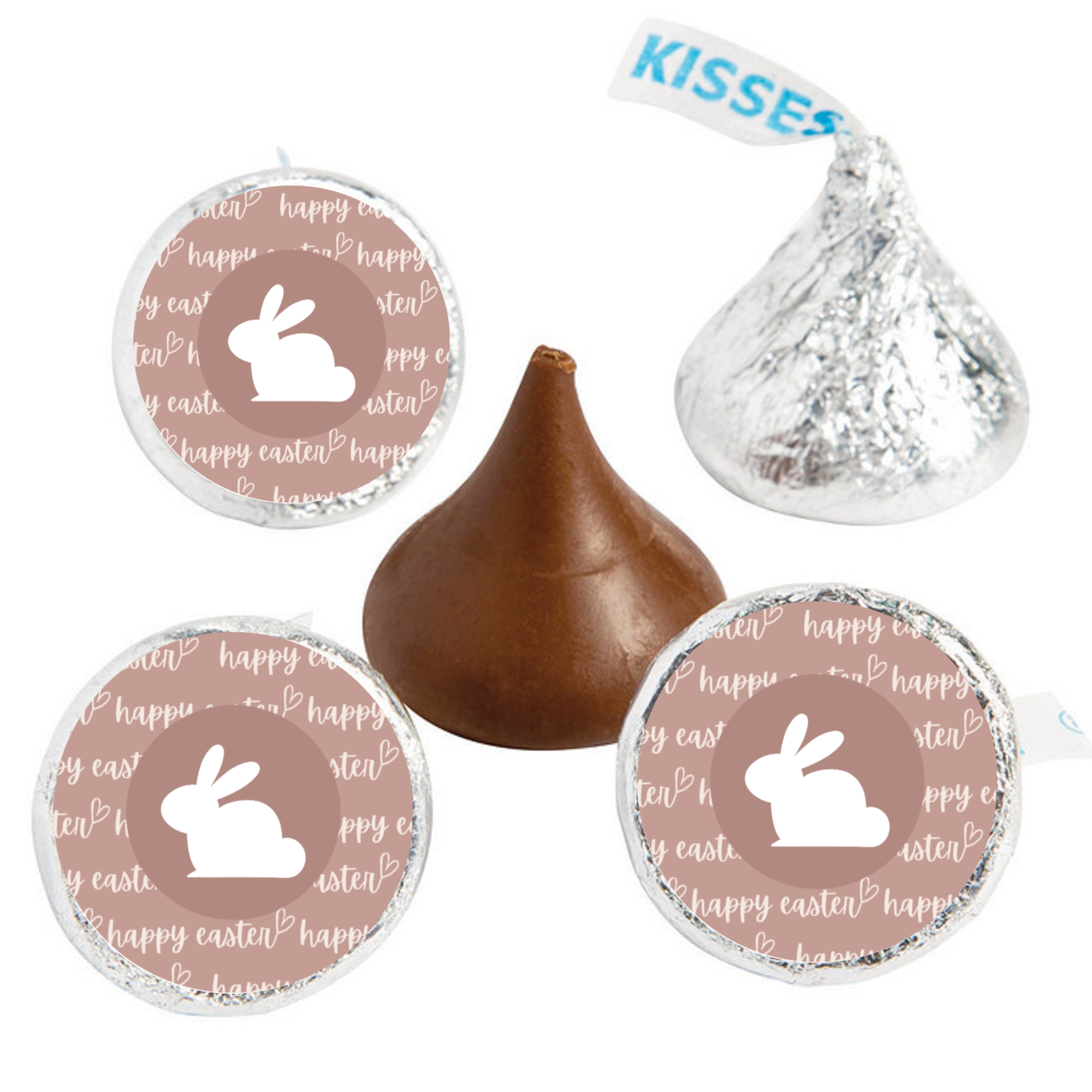 Happy Easter Candy Kiss Stickers | Bunny Rabbit Party Decor | Glossy Vinyl | 100 Count