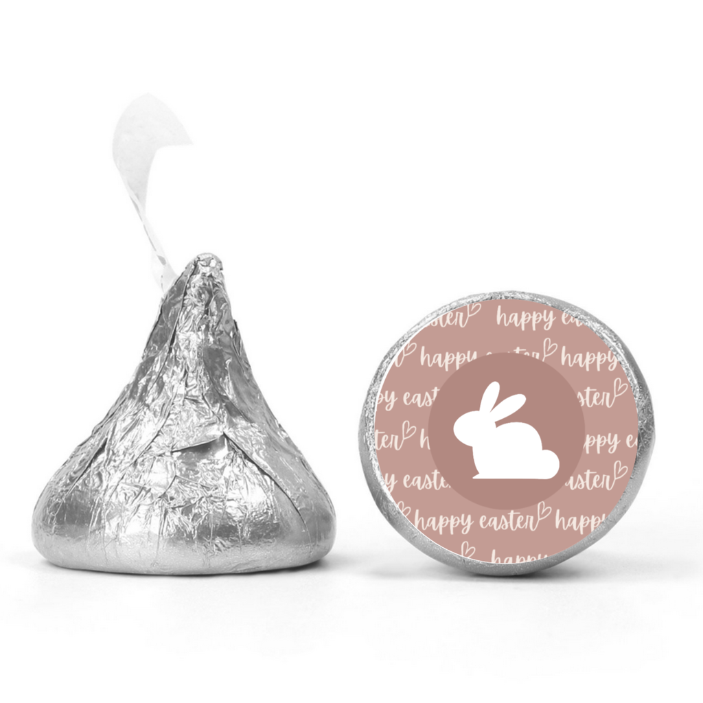Happy Easter Candy Kiss Stickers | Bunny Rabbit Party Decor | Glossy Vinyl | 100 Count