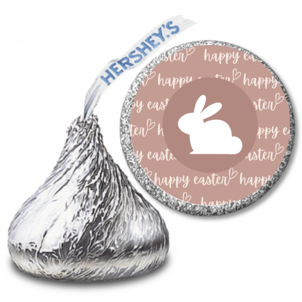 Happy Easter Candy Kiss Stickers | Bunny Rabbit Party Decor | Glossy Vinyl | 100 Count