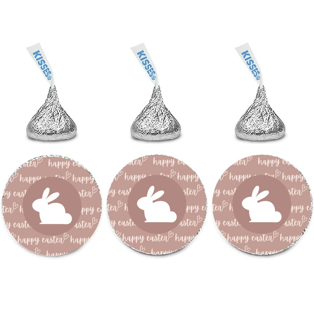 Happy Easter Candy Kiss Stickers | Bunny Rabbit Party Decor | Glossy Vinyl | 100 Count