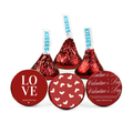 Valentines Day Candy Decor | 100 Glossy Kiss Stickers | Durable Vinyl | Easy Peel Stick
