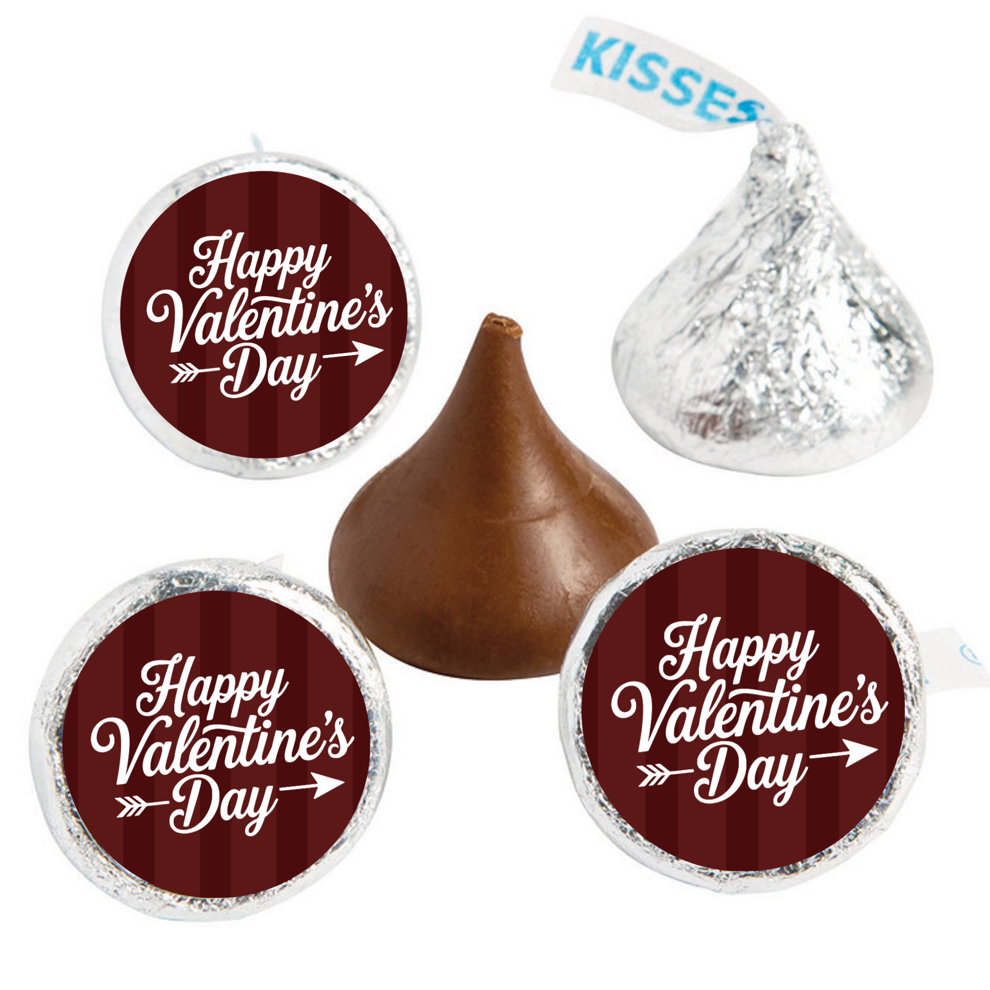 Candy Kiss Stickers | Valentines Theme | Glossy | 100ct | Valentines Candy Party Decor