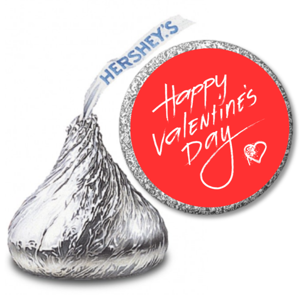 Valentines Treat Stickers | Candy Kiss Labels 0.75in | Glossy | Chocolate Kiss Bottom Labels | 100ct