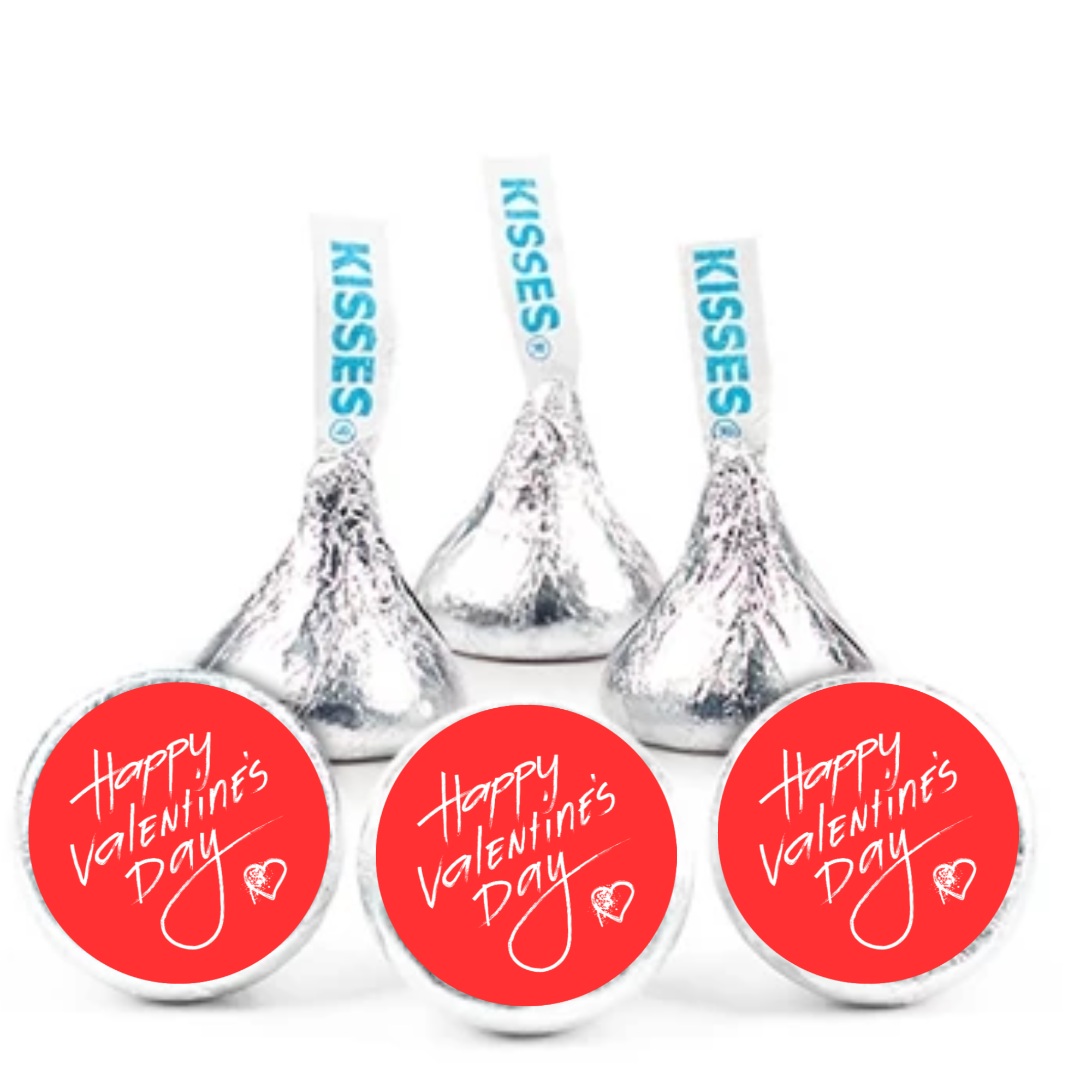 Valentines Treat Stickers | Candy Kiss Labels 0.75in | Glossy | Chocolate Kiss Bottom Labels | 100ct