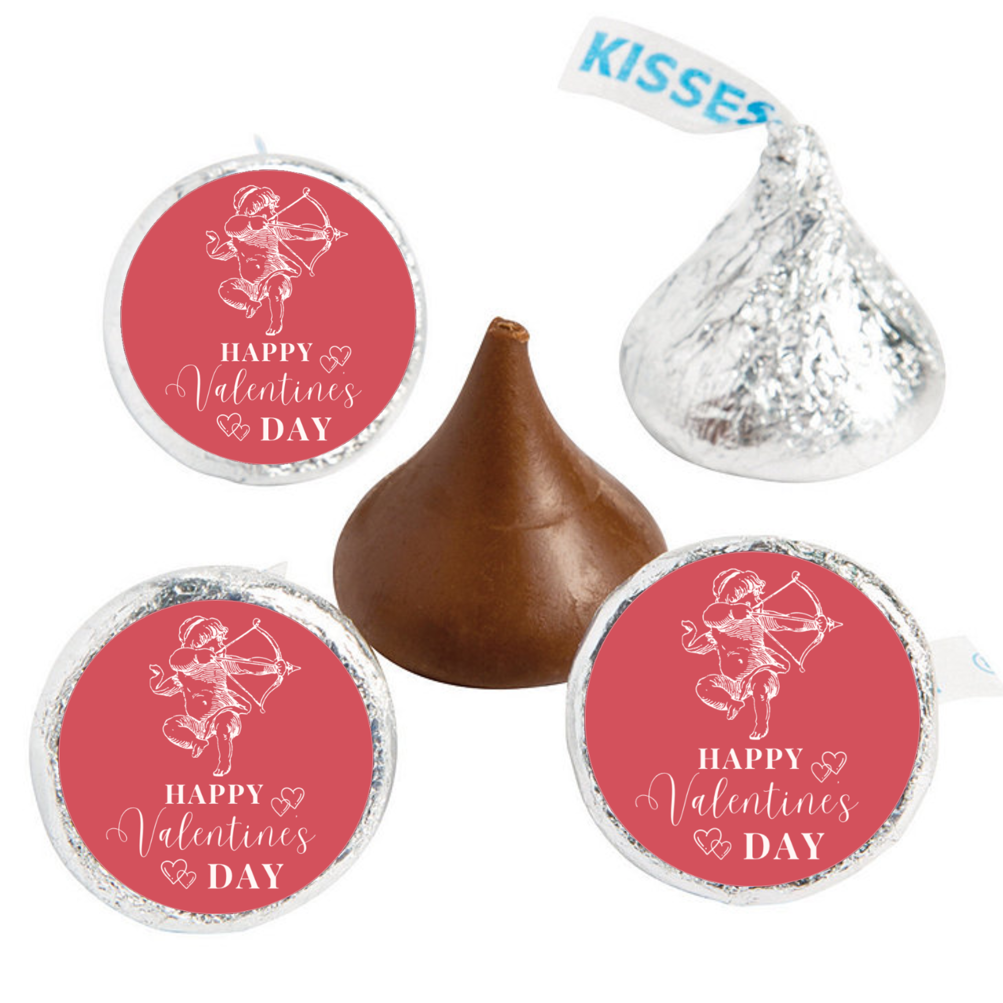 Cupid Valentines Day Candy Labels | Valentines Kiss Stickers | Self Adhesive | 100ct | Glossy