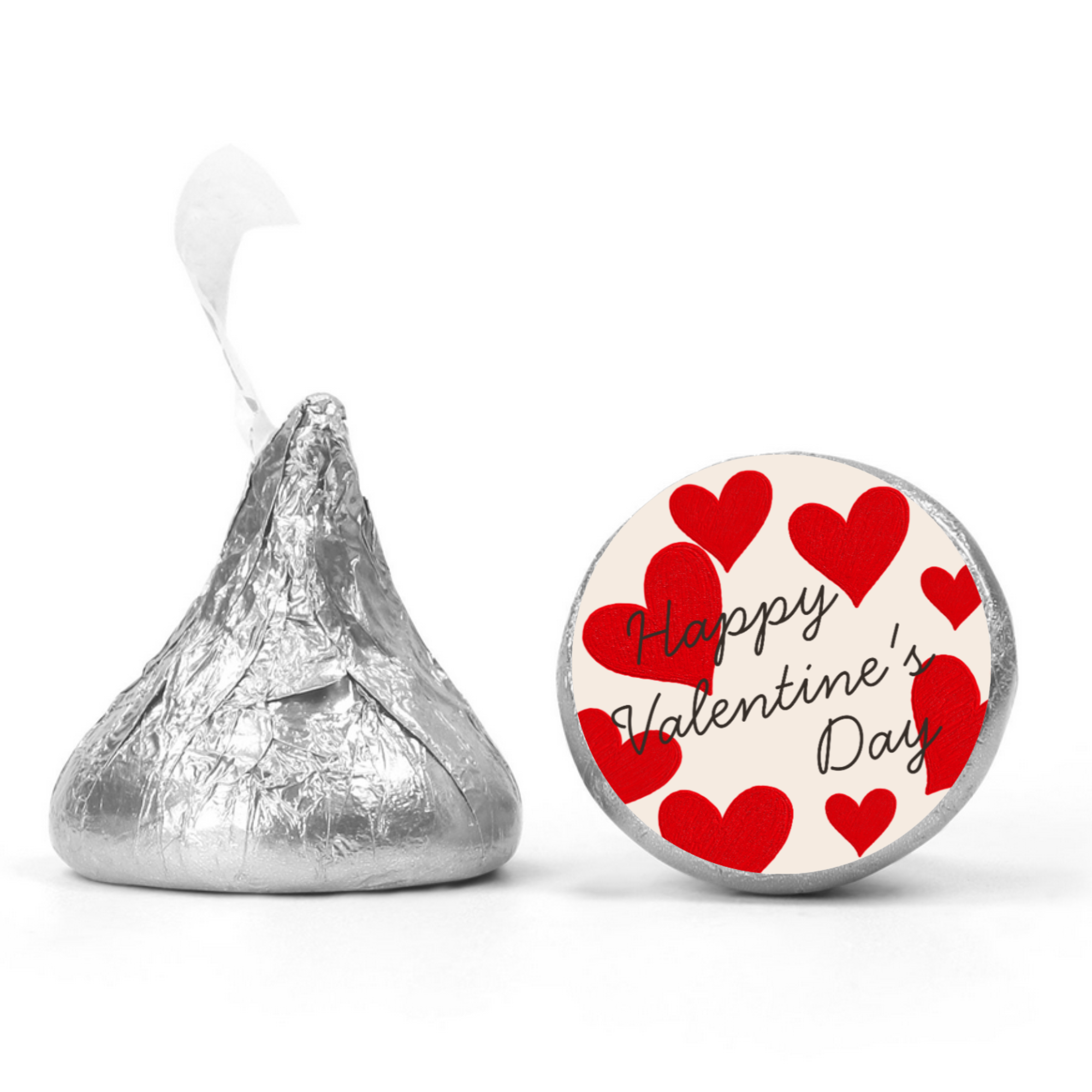 Heart Candy Kiss Labels | Valentines Party Supplies | Glossy Stickers | Table Decor | 100ct