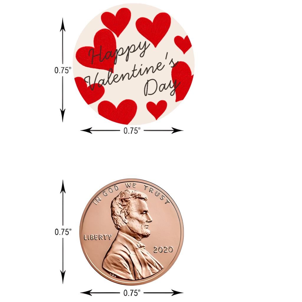 Heart Candy Kiss Labels | Valentines Party Supplies | Glossy Stickers | Table Decor | 100ct
