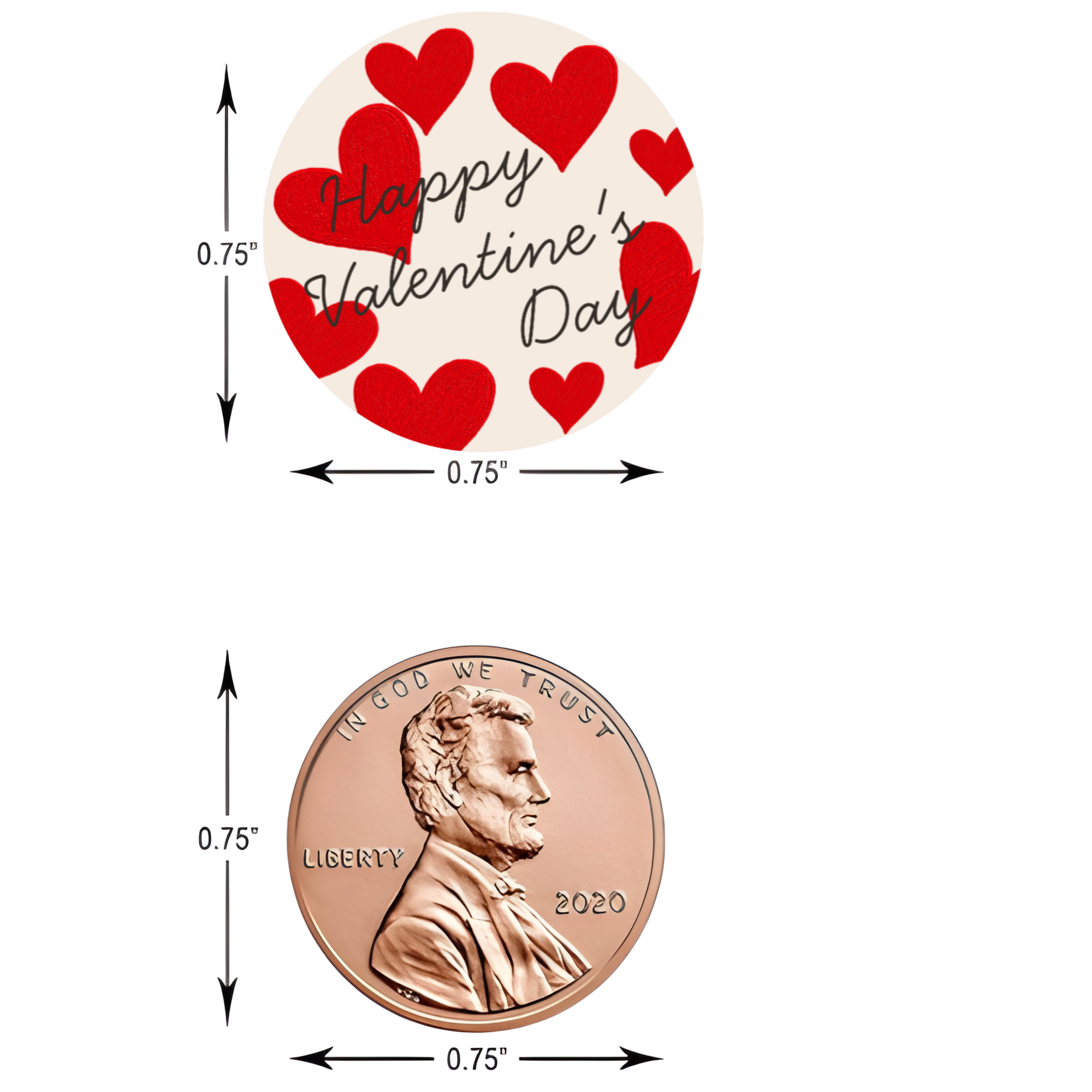 Heart Candy Kiss Labels | Valentines Party Supplies | Glossy Stickers | Table Decor | 100ct
