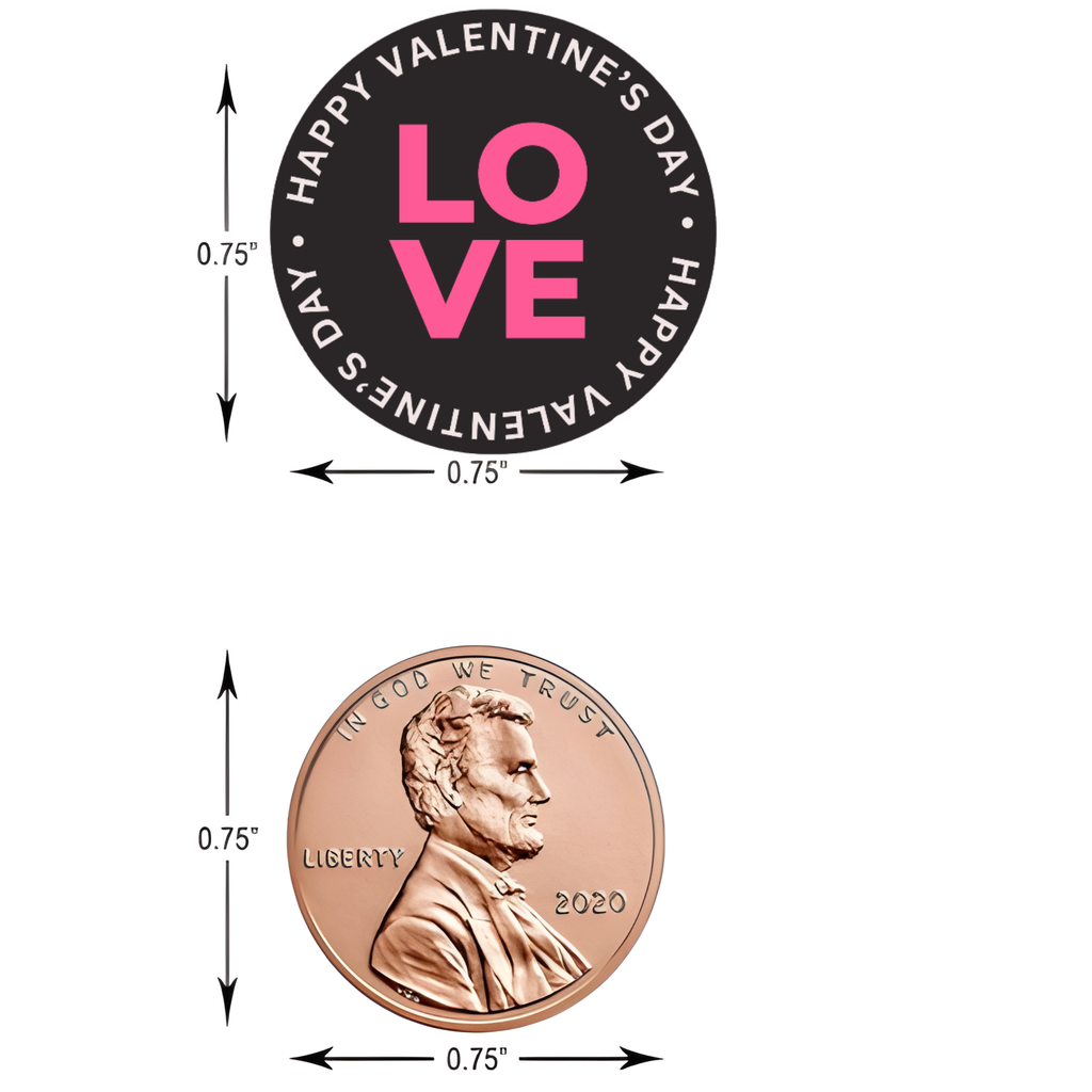 Valentines Treat Stickers | Candy Kiss Labels 0.75in | Glossy | 100ct | Kiss Bottom Stickers | Durable