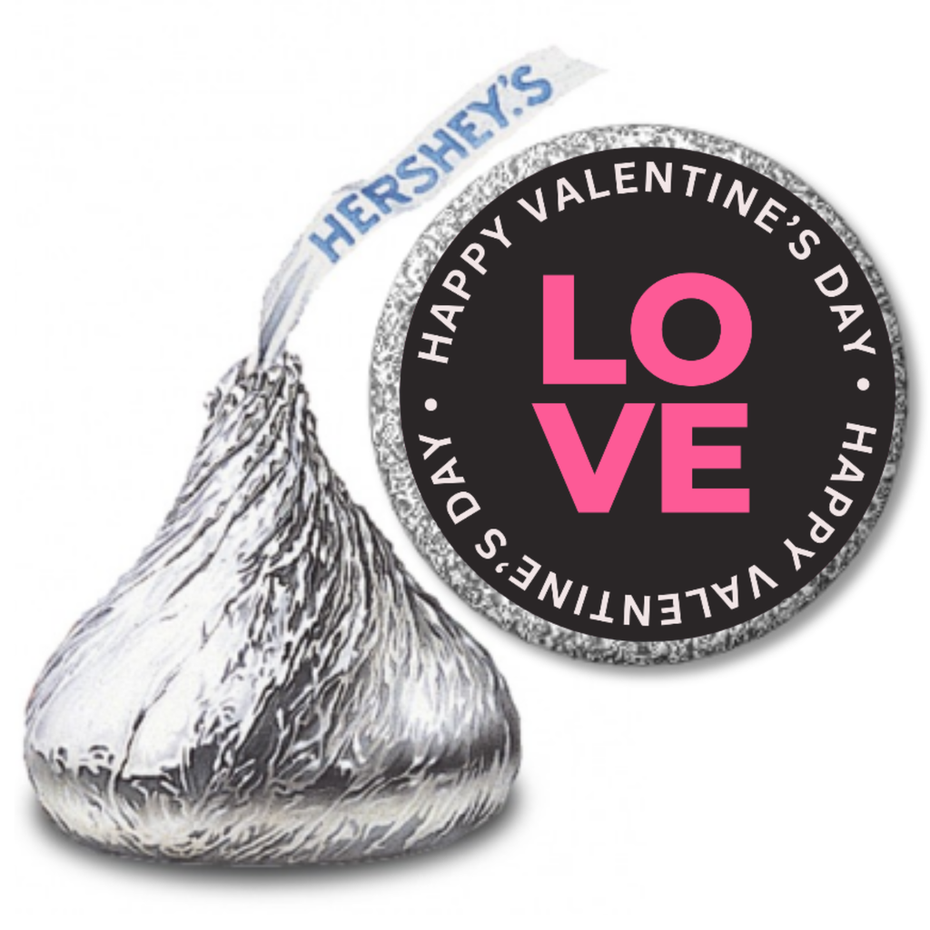 Valentines Treat Stickers | Candy Kiss Labels 0.75in | Glossy | 100ct | Kiss Bottom Stickers | Durable